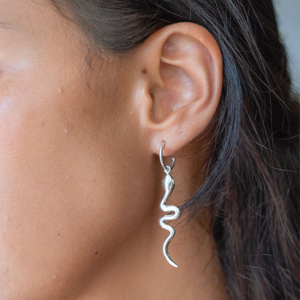 Snake 'Rebirth' Earrings - Silver Recycled sterling silver jewelry