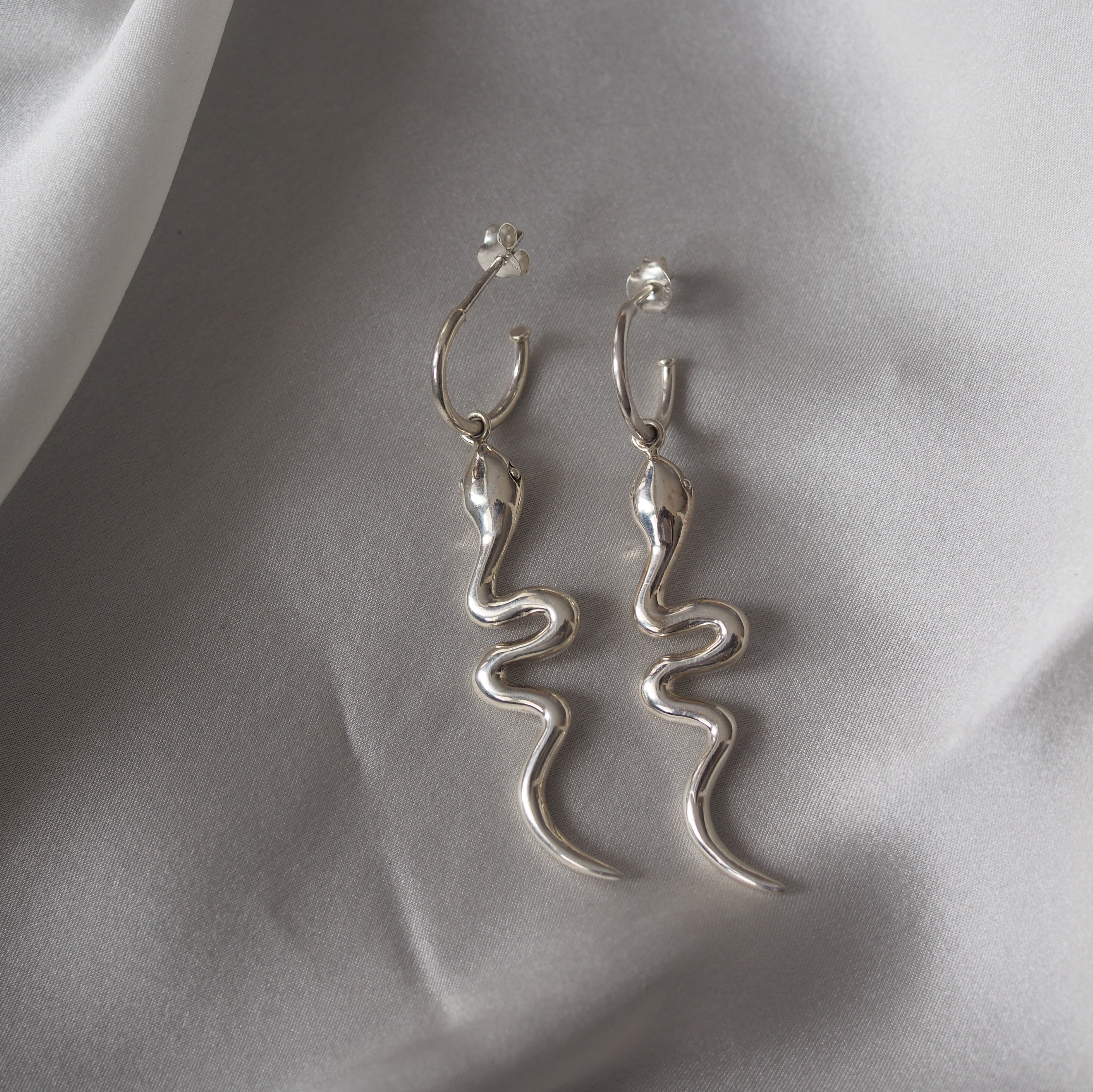Snake 'Rebirth' Earrings - Silver Artisan Bali creations
