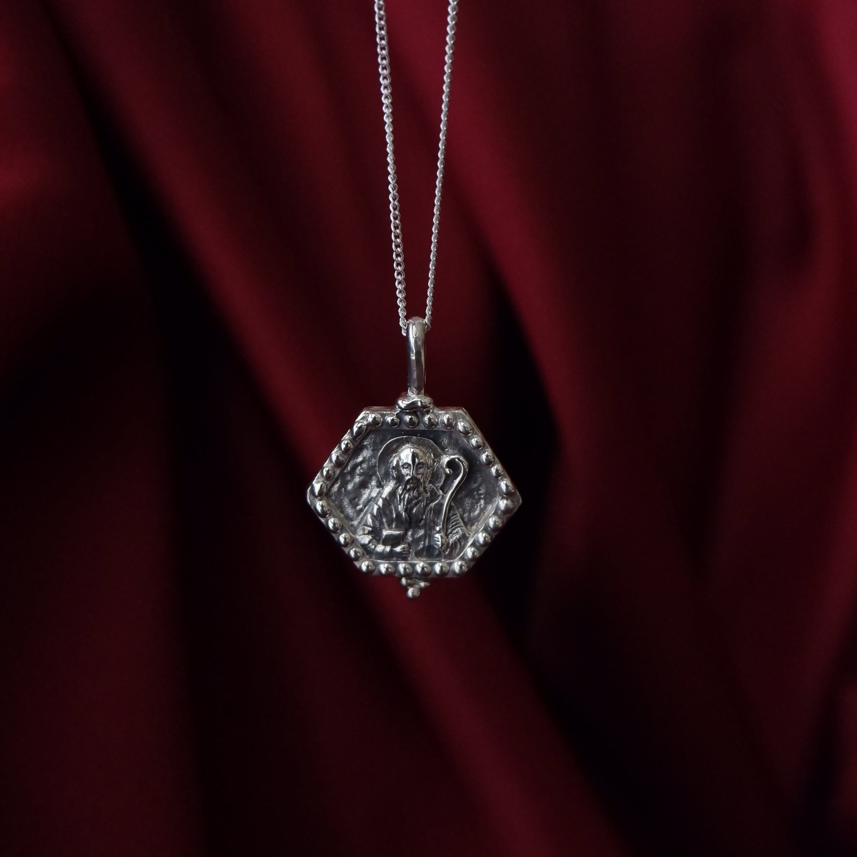 St Benedict - Patron Saint of Clarity, Calm & Peace - Silver