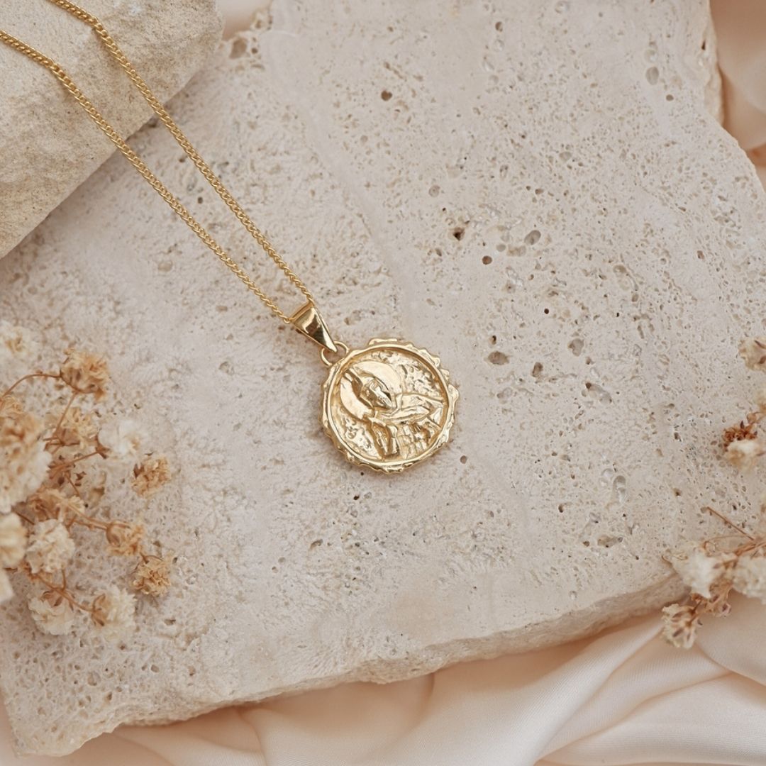 9KT Solid Gold St Florian Pendant - Patron Saint of Protection, Bravery & Service