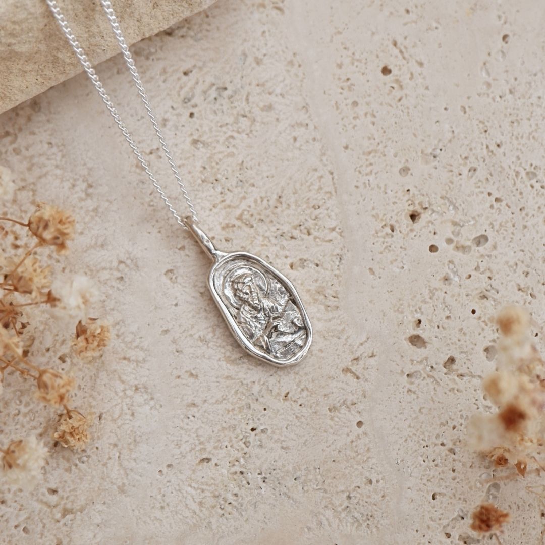 Silver St Matthew Pendant - Patron Saint of Money, Integrity & Perseverance