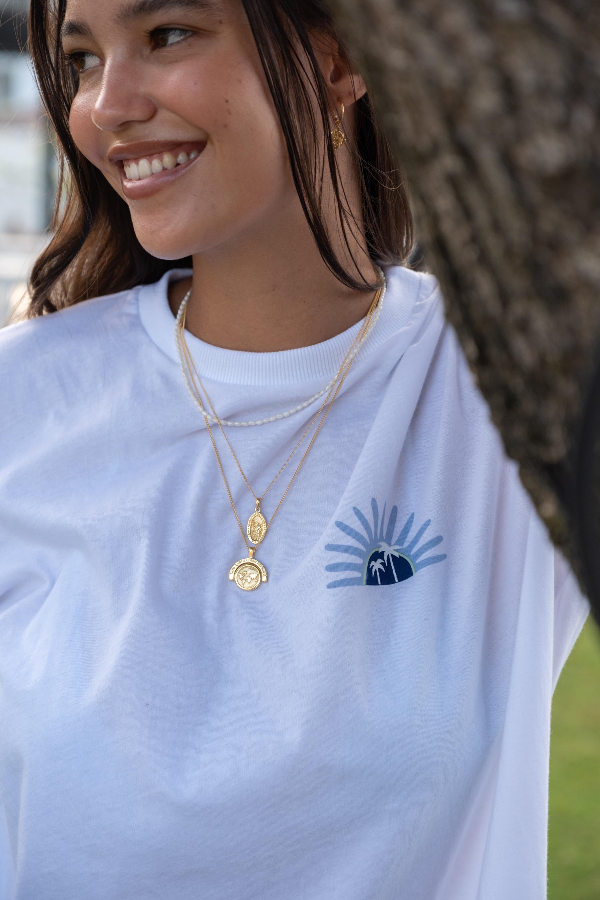 Sunshine Lagi Organic Cotton Oversized TShirt White With Back Print Canggu Bali