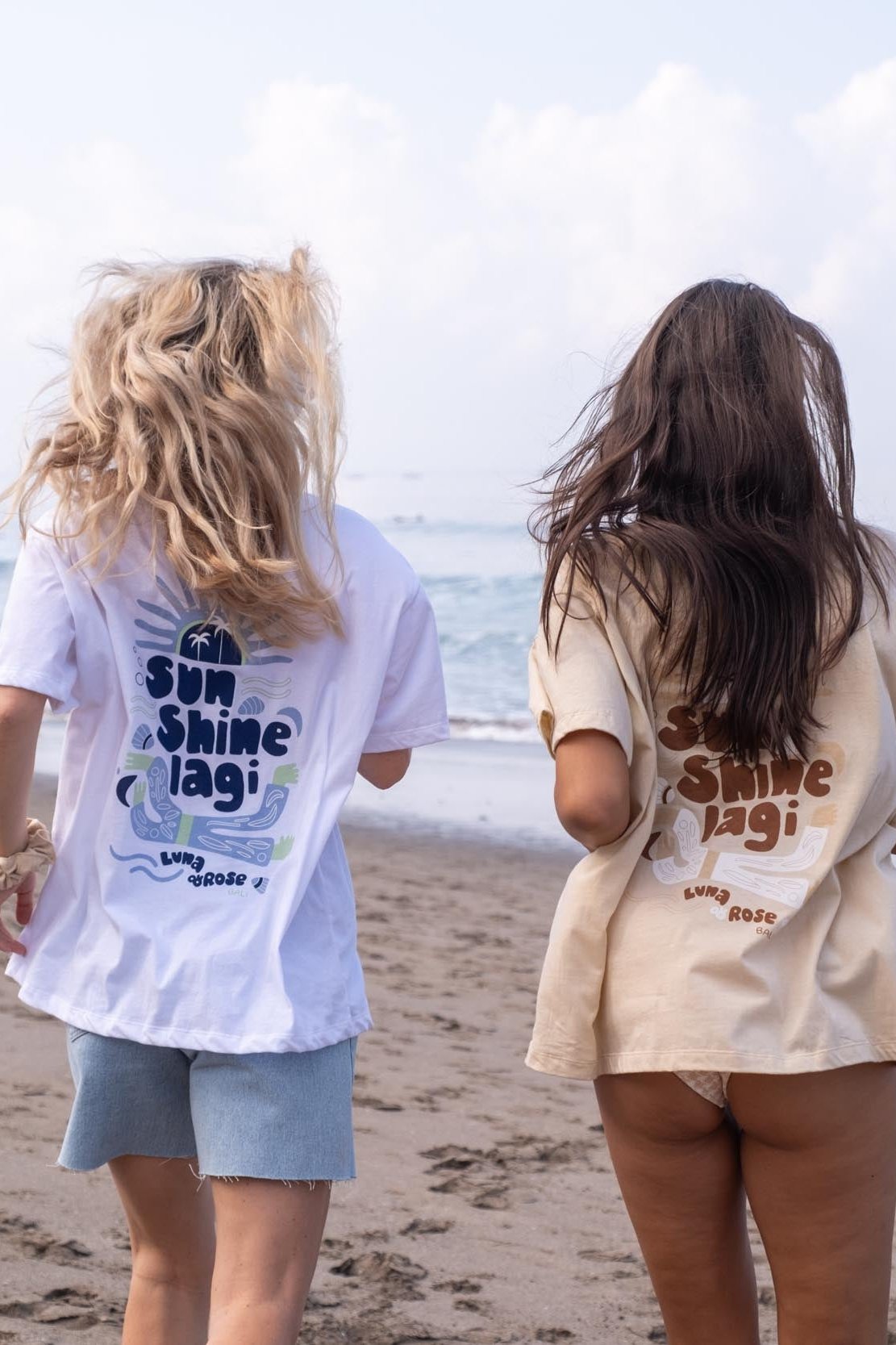Sunshine Lagi Organic Cotton Oversized TShirt White With Back Print Canggu Bali