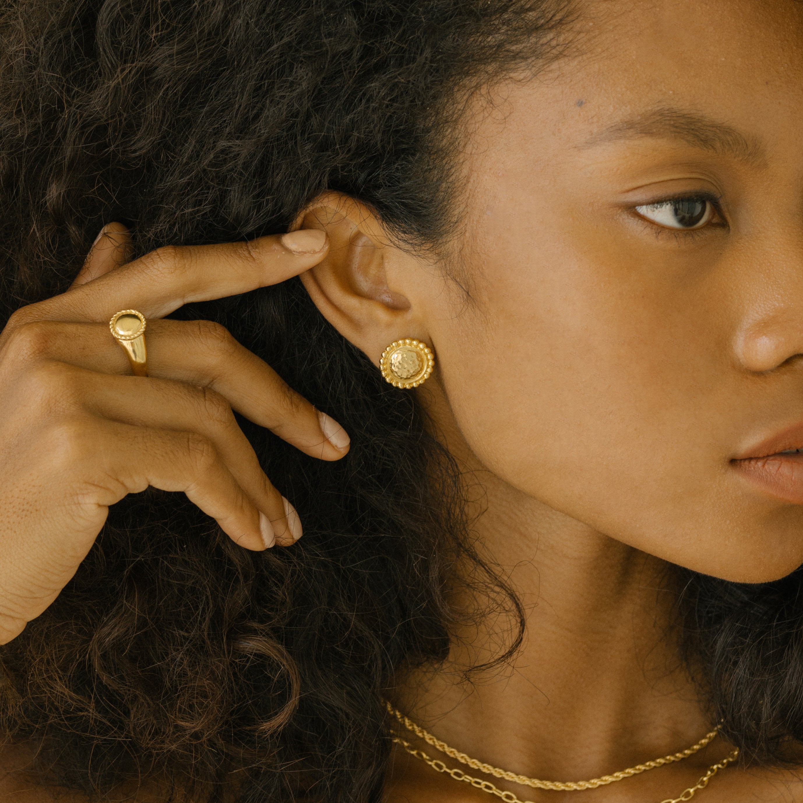 Recycled Sterling Silver Classic Bowie Earrings - Gold