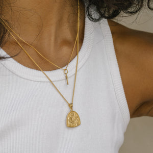 Mini Madonna Cross Charm Necklace - Gold Sustainable Jewellery
