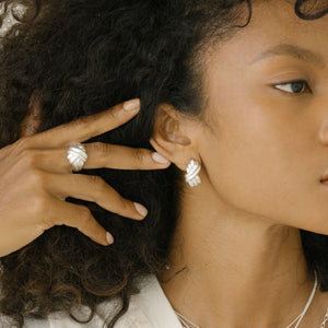 Sustainable Jewellery Tina Turner Plaited Earrings - Silver