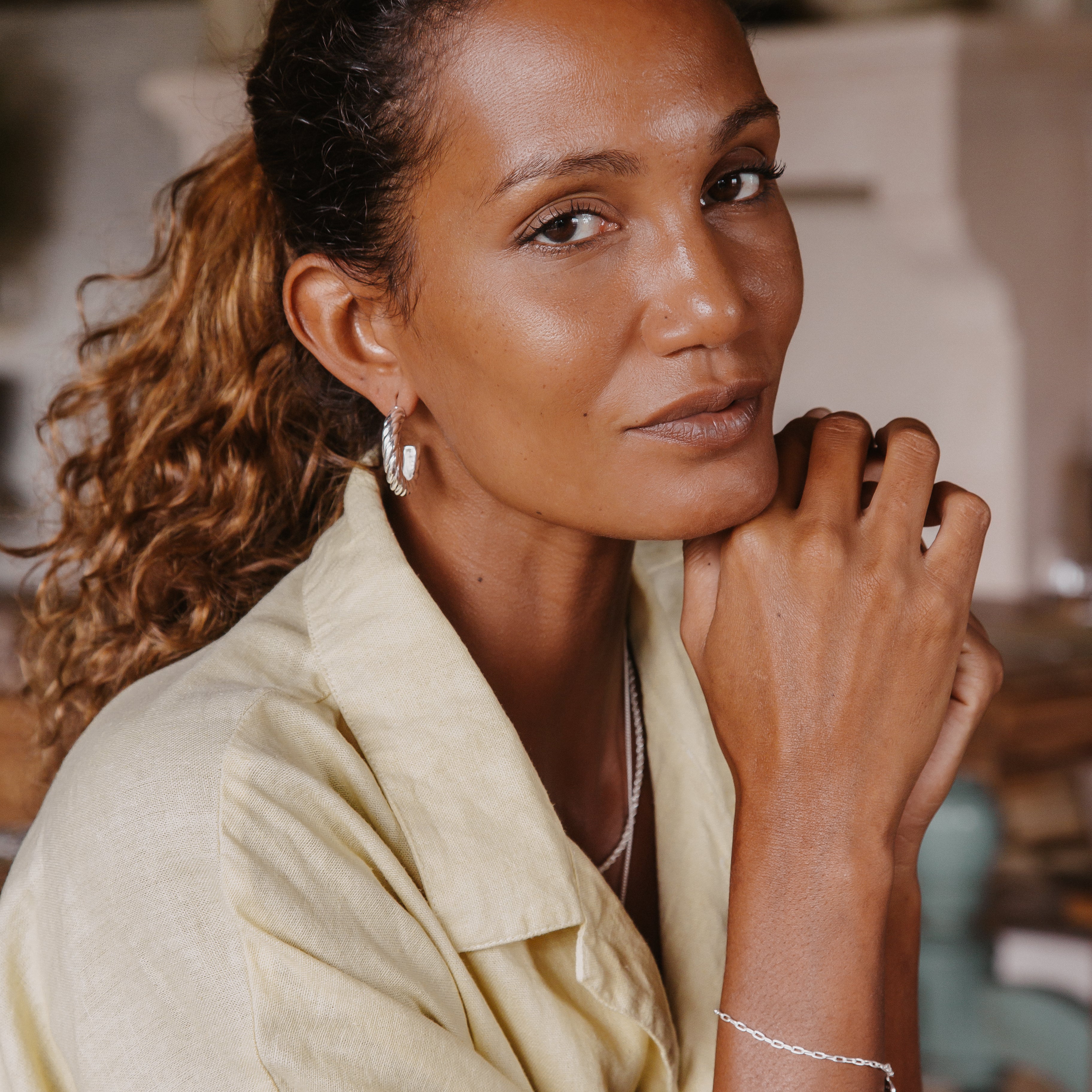 Luna & Rose Silver Positano Hoop Earrings