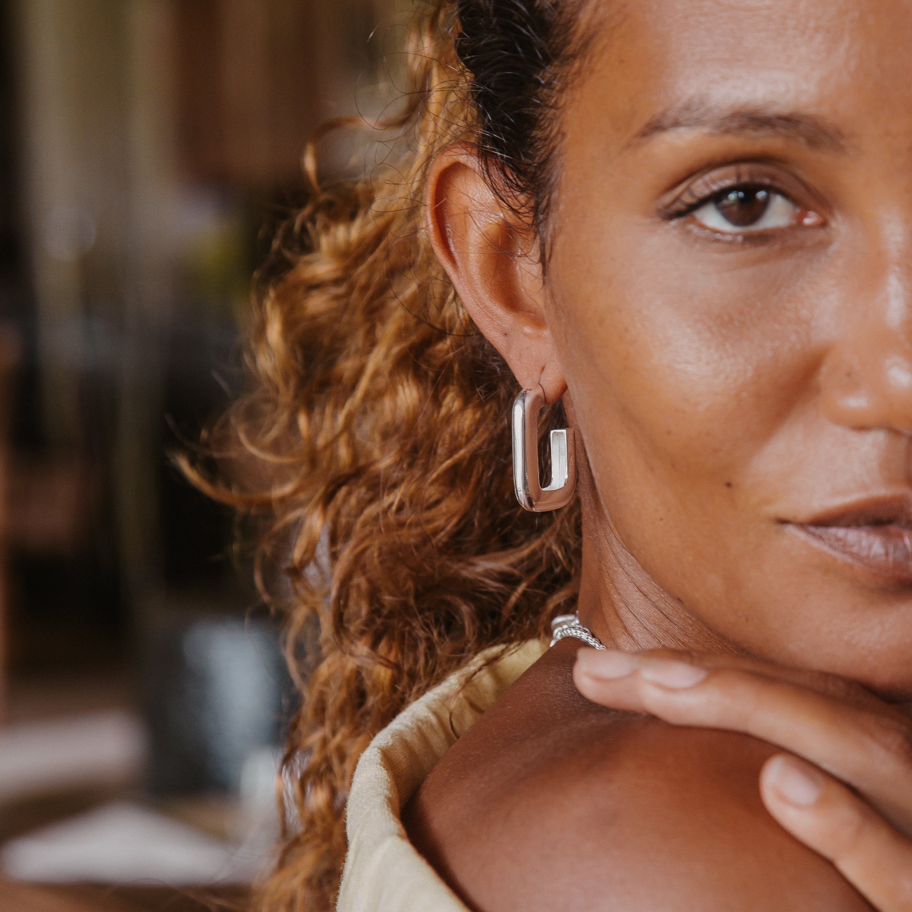 Recycled Sterling Silver Elena Hoops - Silver