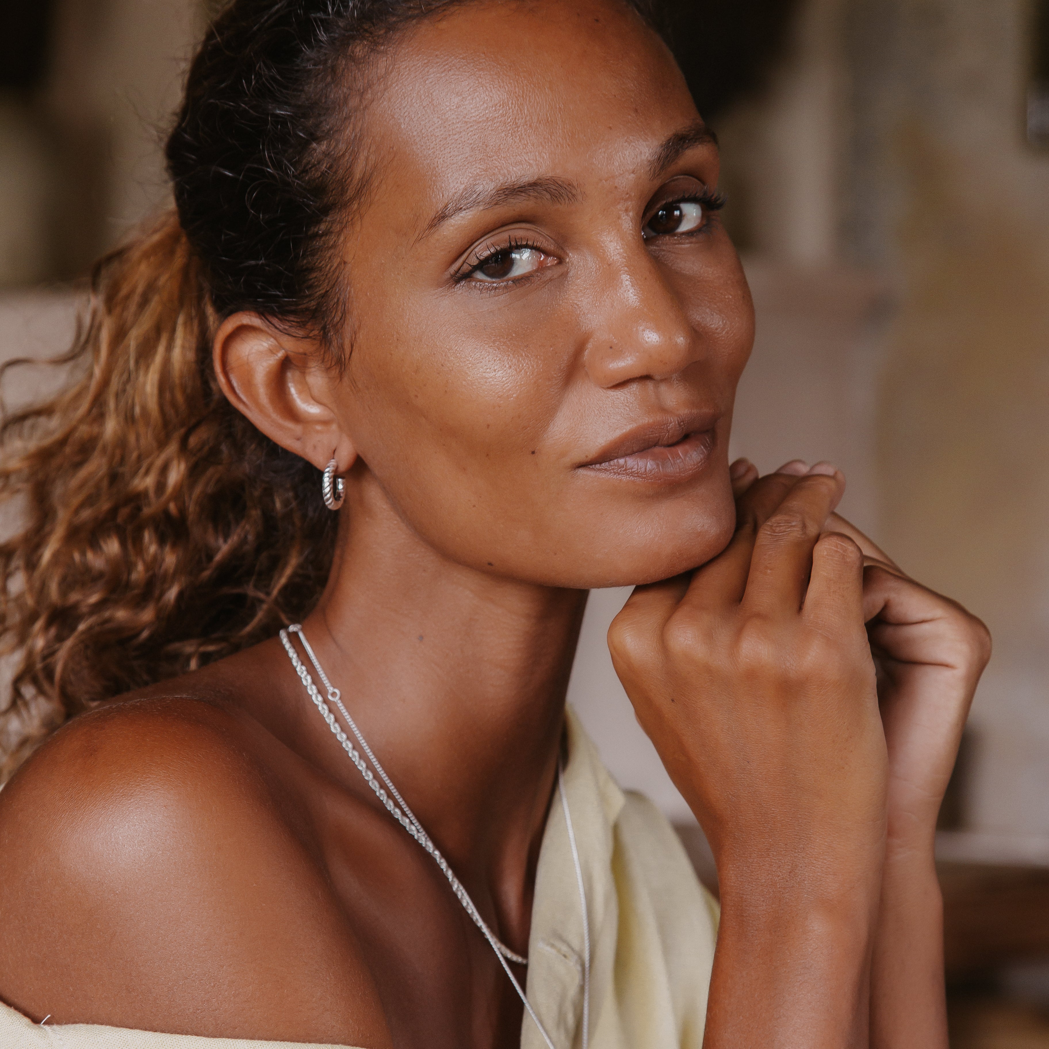 Recycled Silver Mini Positano Hoops - Silver