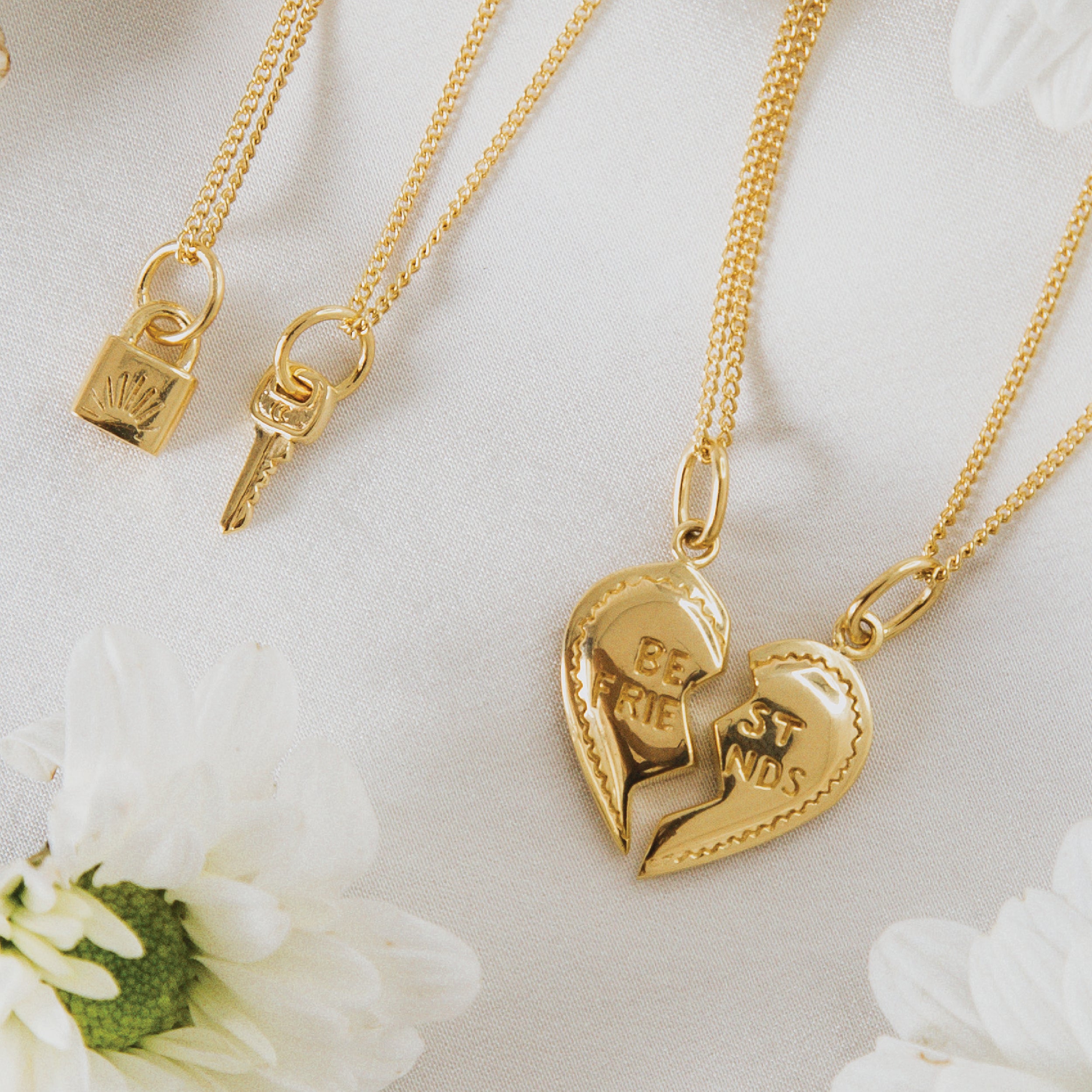 BFF Broken Heart Necklace SET - Gold