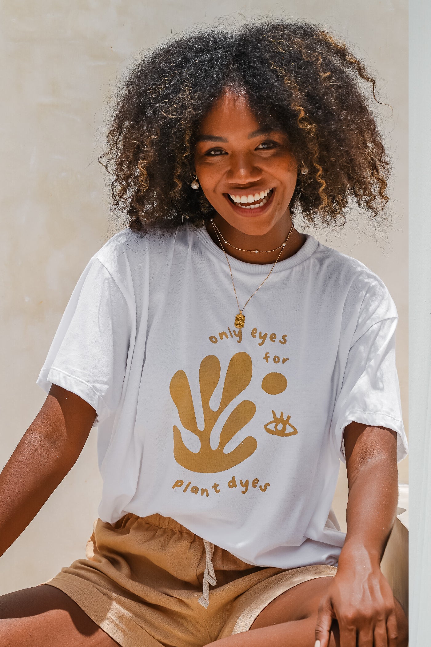 Plants for Eyes Charity T-Shirt Organic Cotton - Coconut with Cinnamon Print