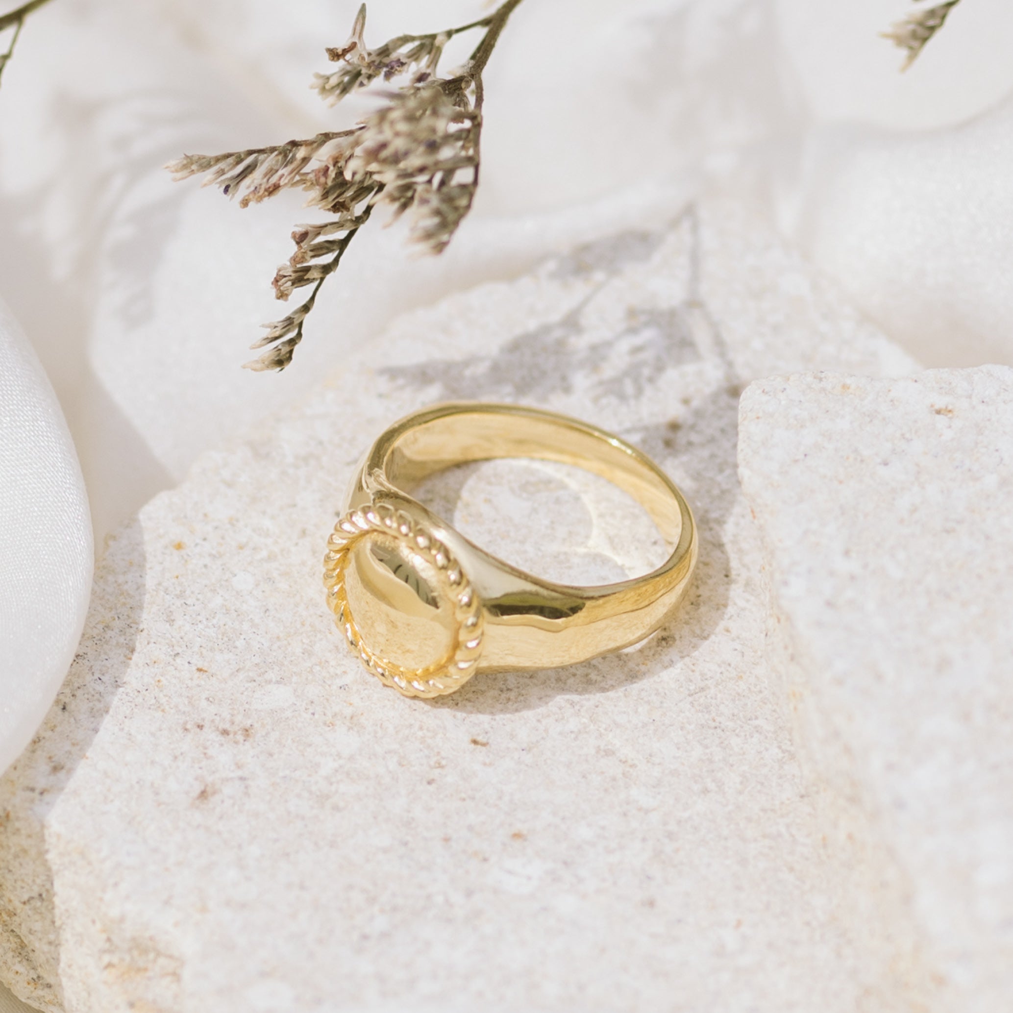 Classic Bowie Signet Ring - Gold Recycled Sterling Silver