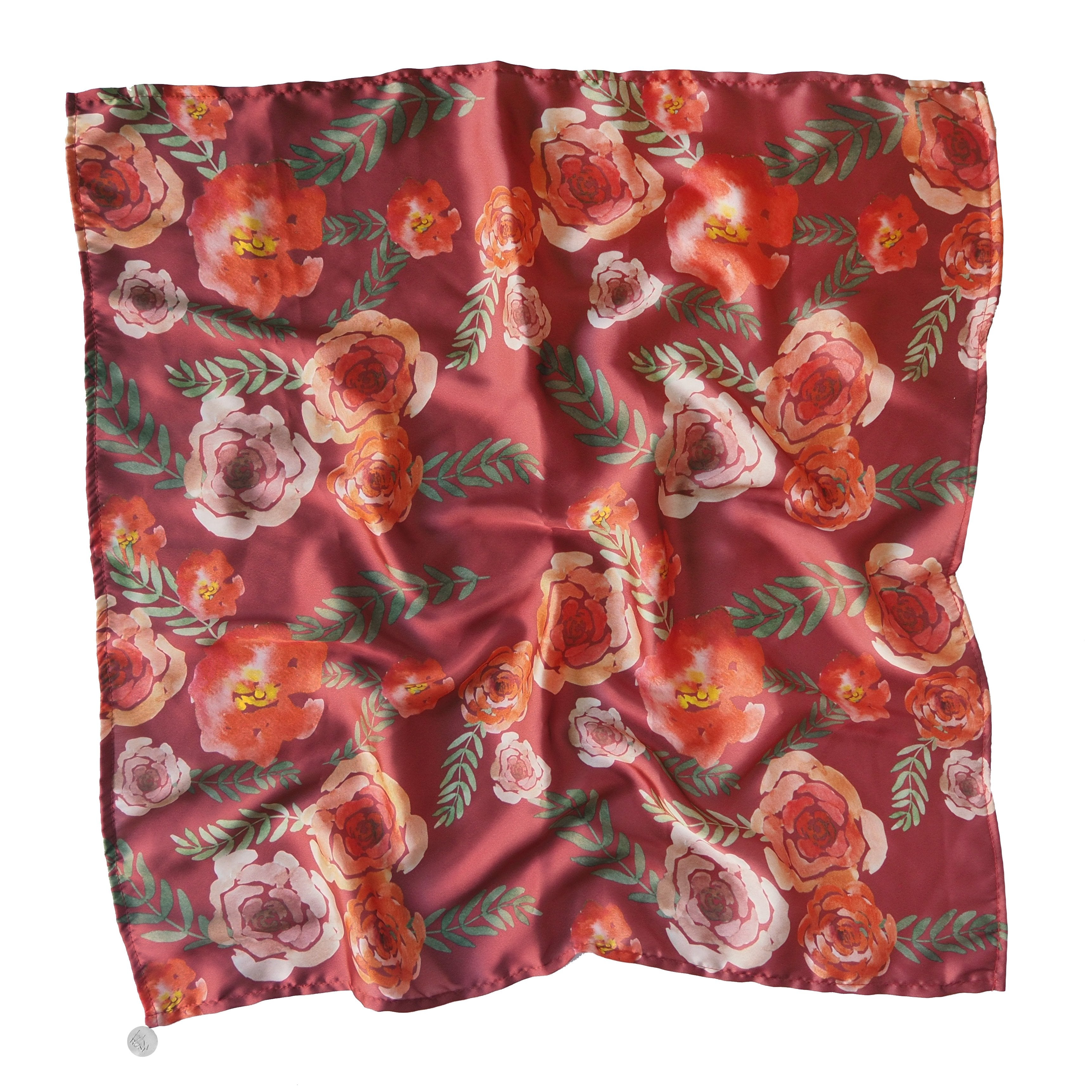 LUNA & ROSE FLORES ROSE NECK SCARF - VELVET RED