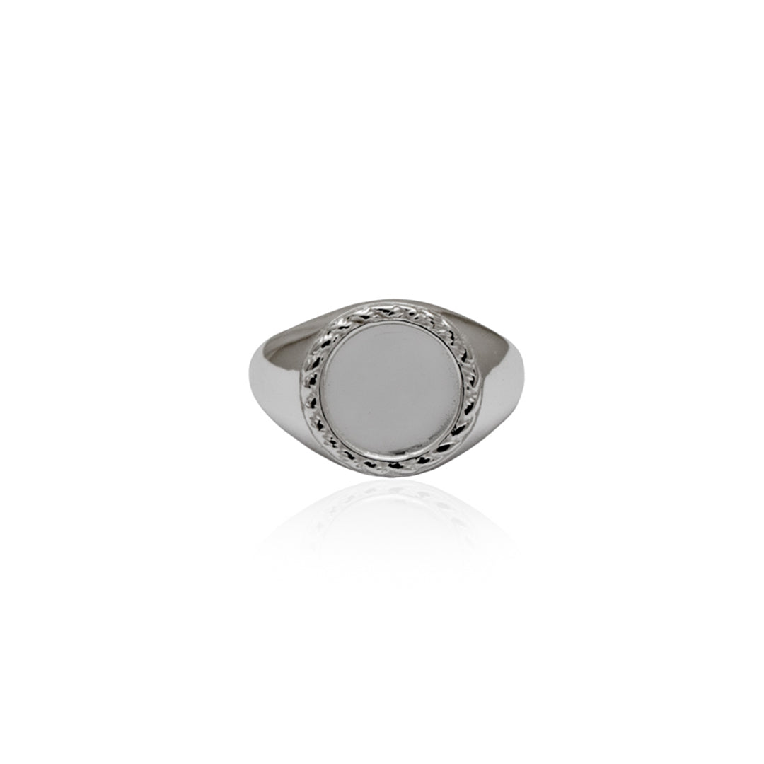 Recycled Silver Love Shack Signet Ring - Silver