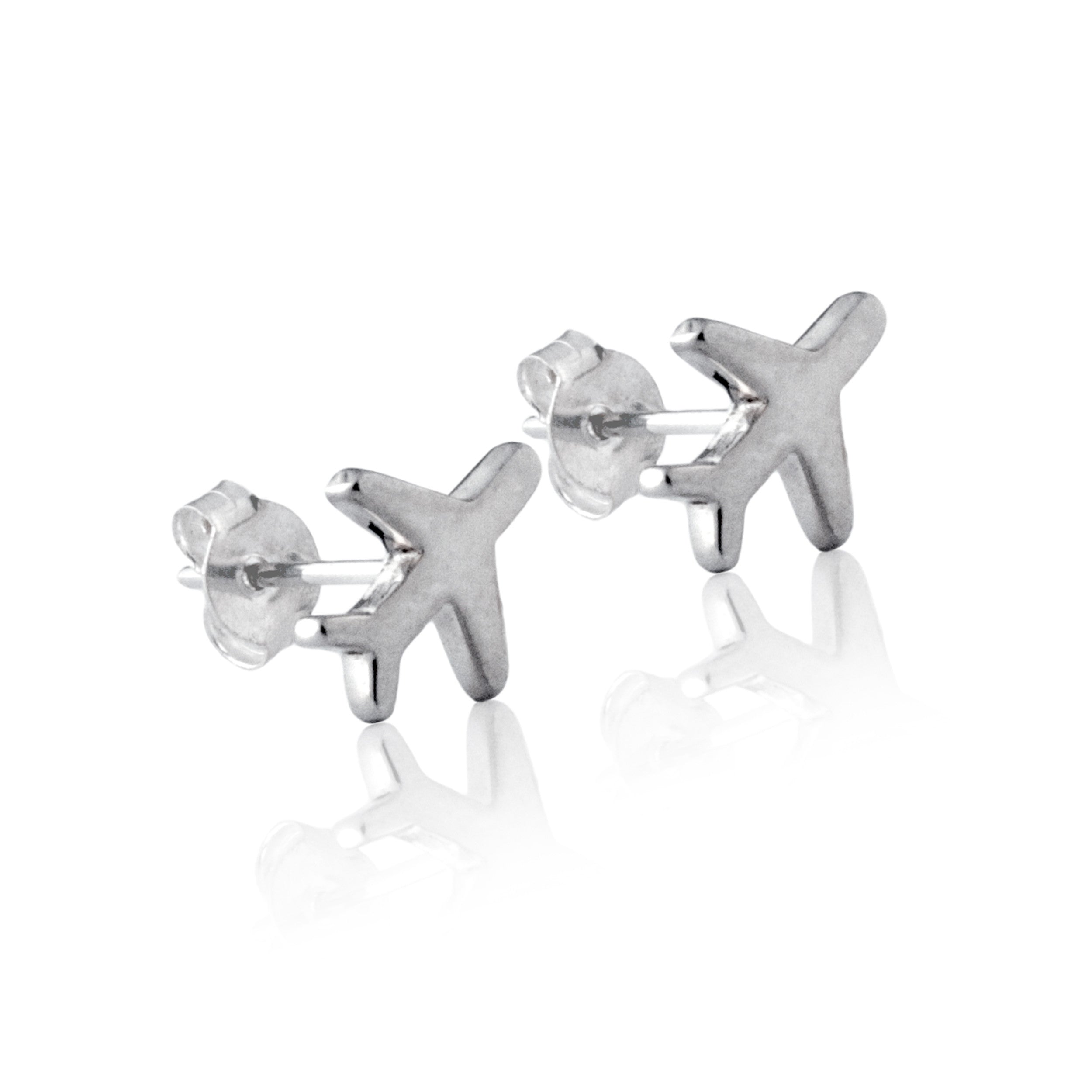La Luna Rose - Just Plane Adventurous Stud Earrings - Silver