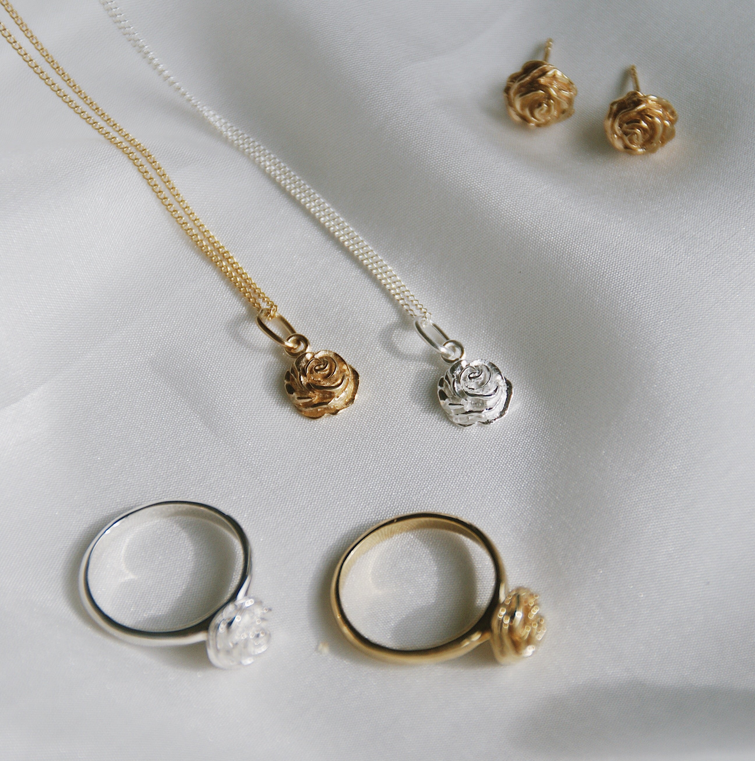 Desert Rose Charm Necklace made from Recycled Sterling Silver