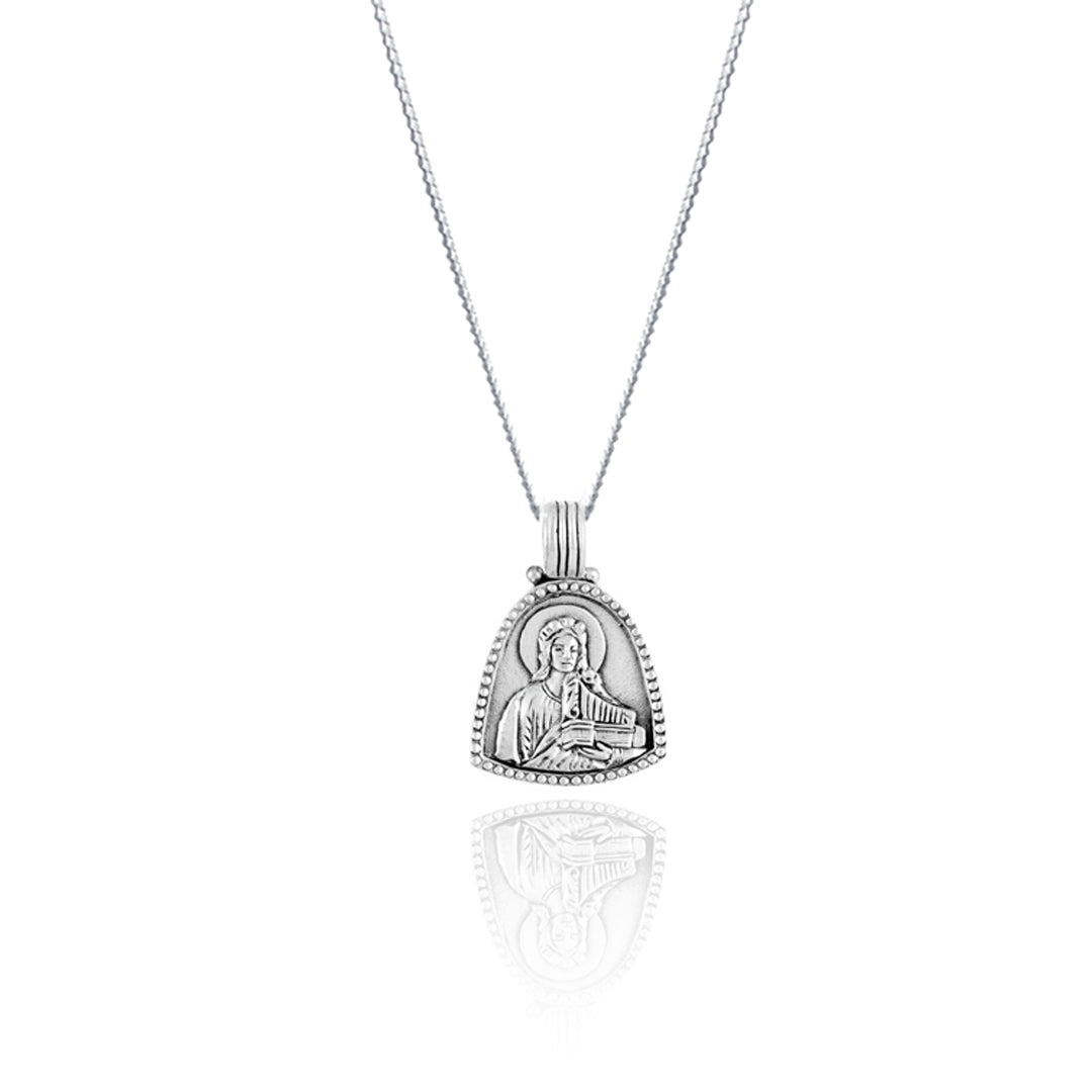 St Cecilia - Patroness of Music Necklace Pendant - Silver