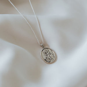 St Dymphna - Patron Saint of Anxiety Necklace - Silver