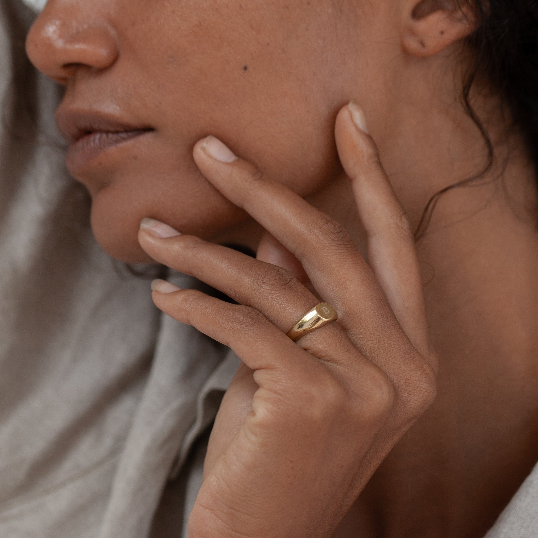 Recycled Silver Jewellery Mini Circular Signet - Gold