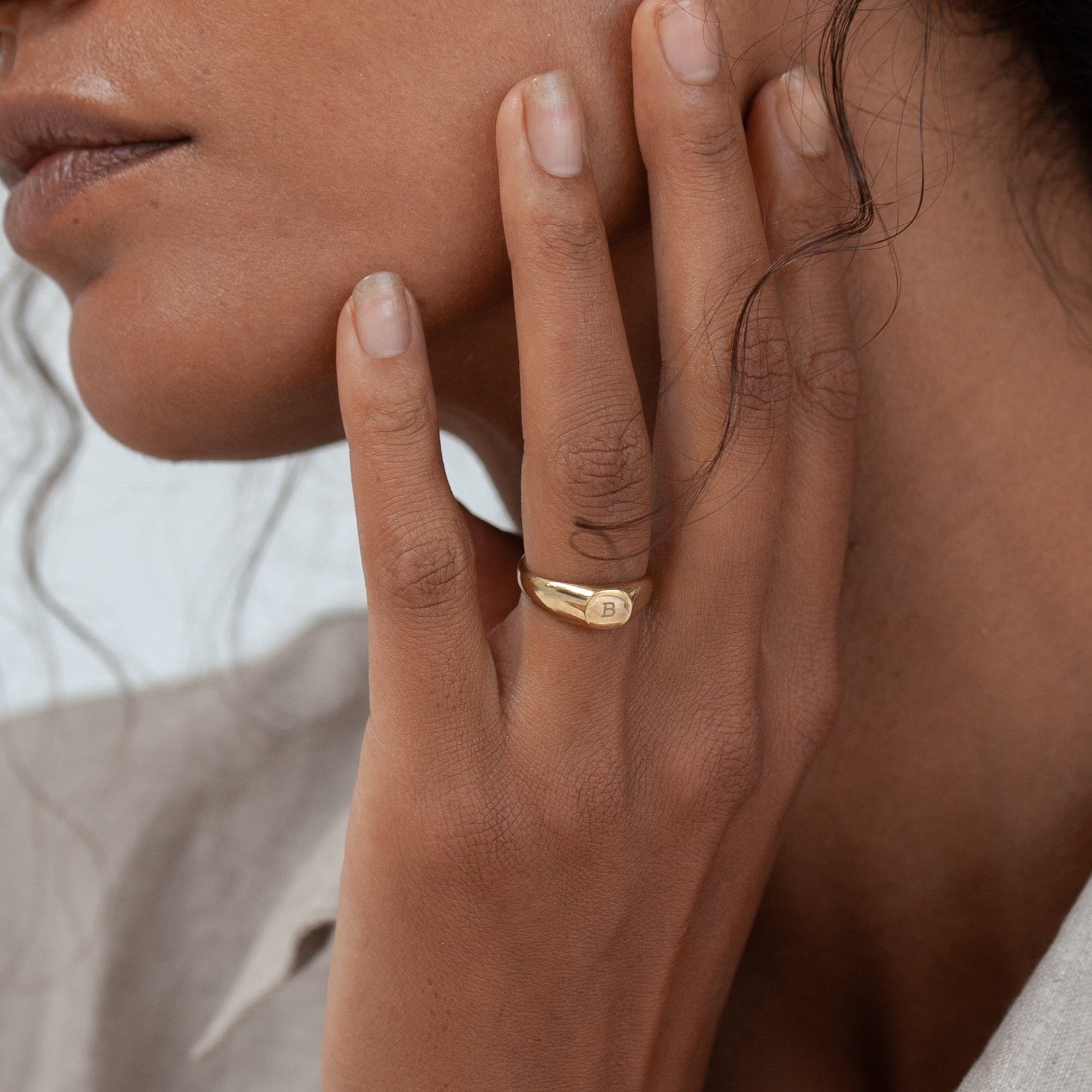 Recycled Silver Jewellery Mini Circular Signet - Gold