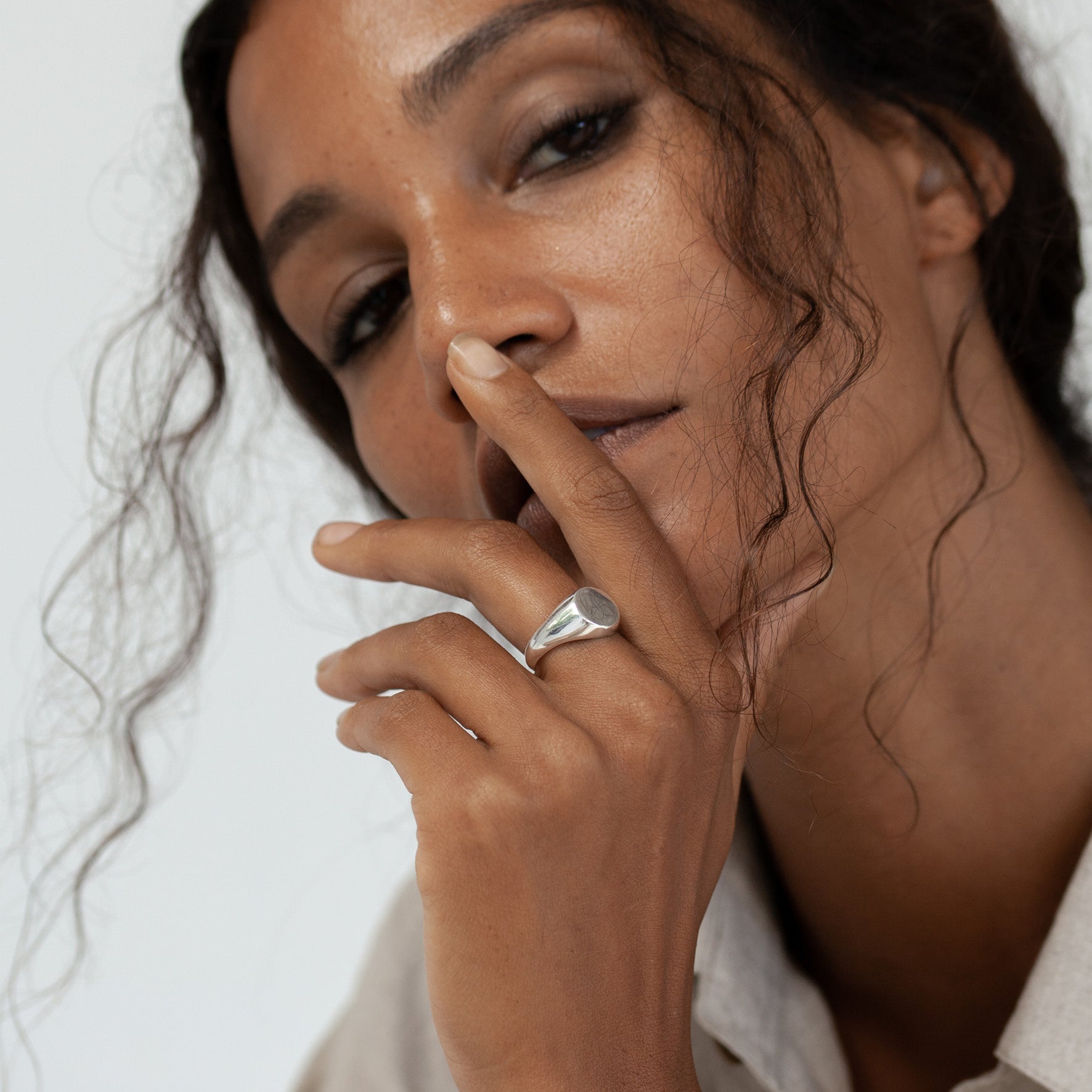 Engravable Initial Signet Ring - Solid Silver