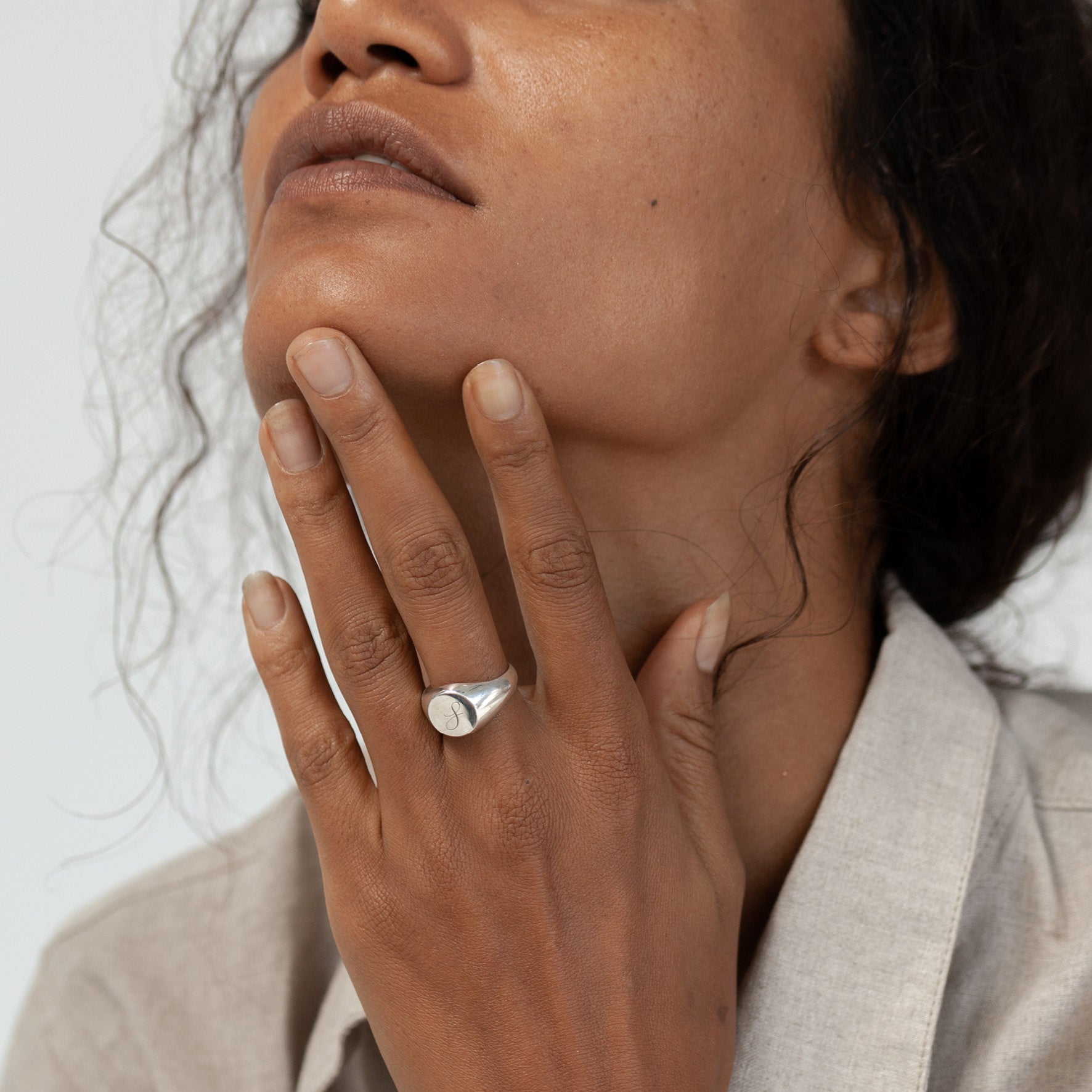 Engravable Initial Signet Ring - Solid Silver