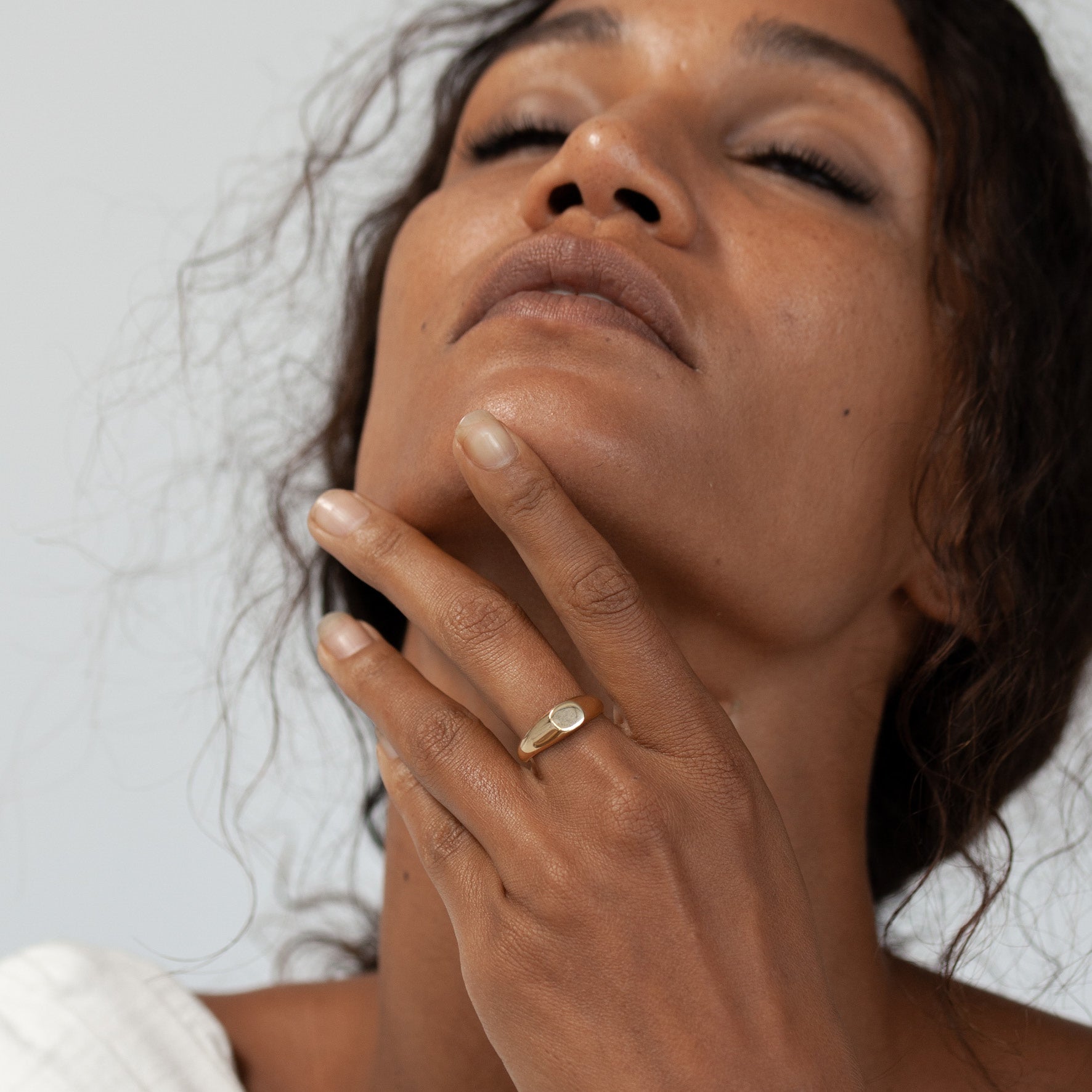 Recycled Silver Jewellery Mini Circular Signet - Gold