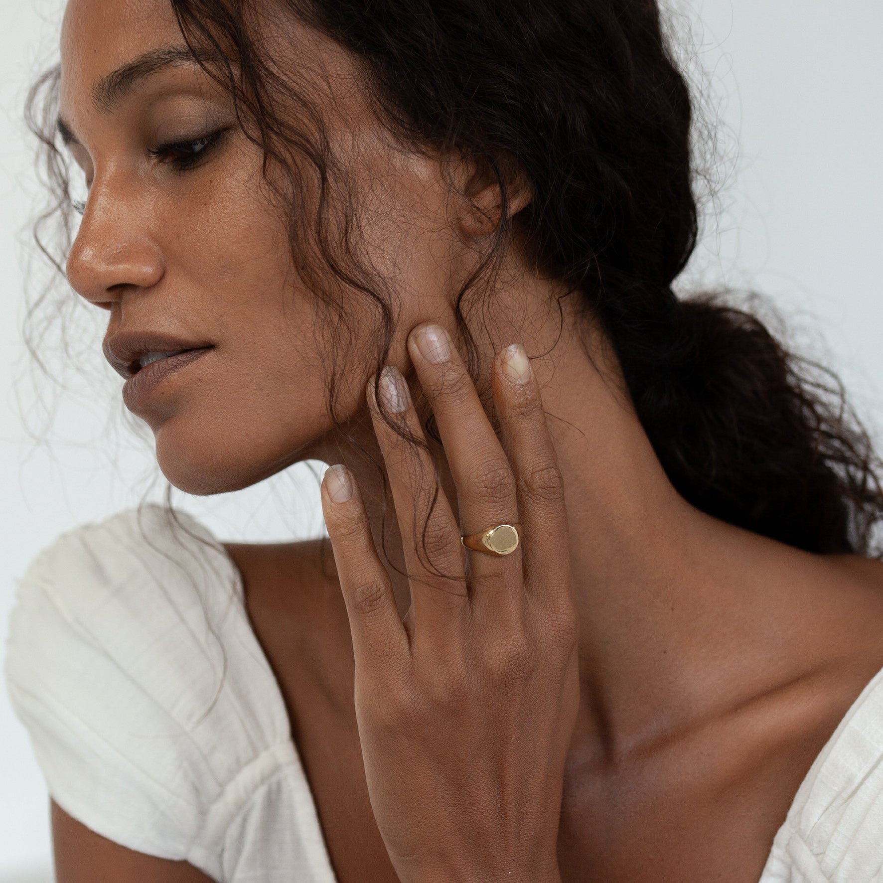 Classic Engravable Signet Ring Gold