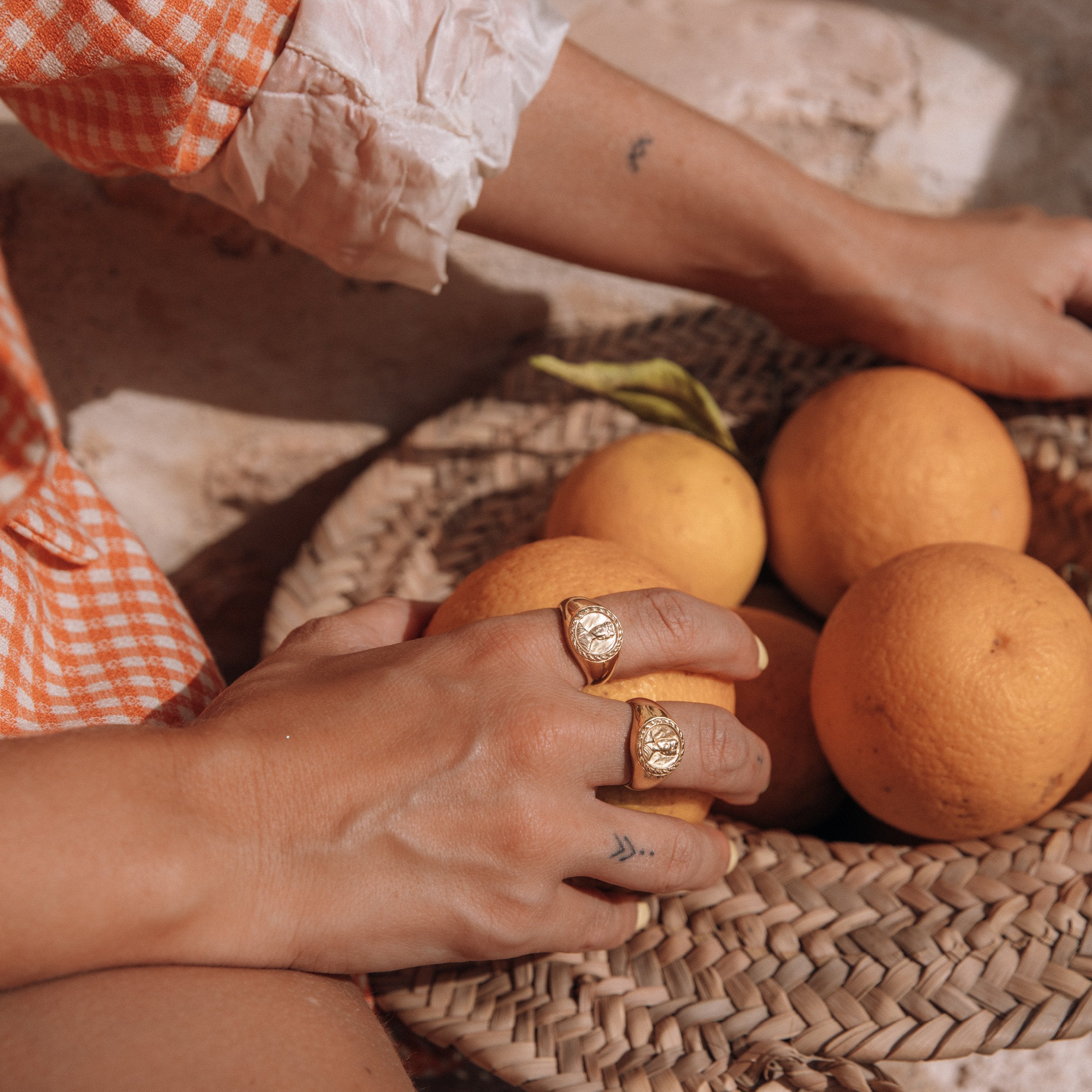 Frida 18kt Gold Frida Kahlo Signet Ring from Luna and Rose Jewellery made in Bali