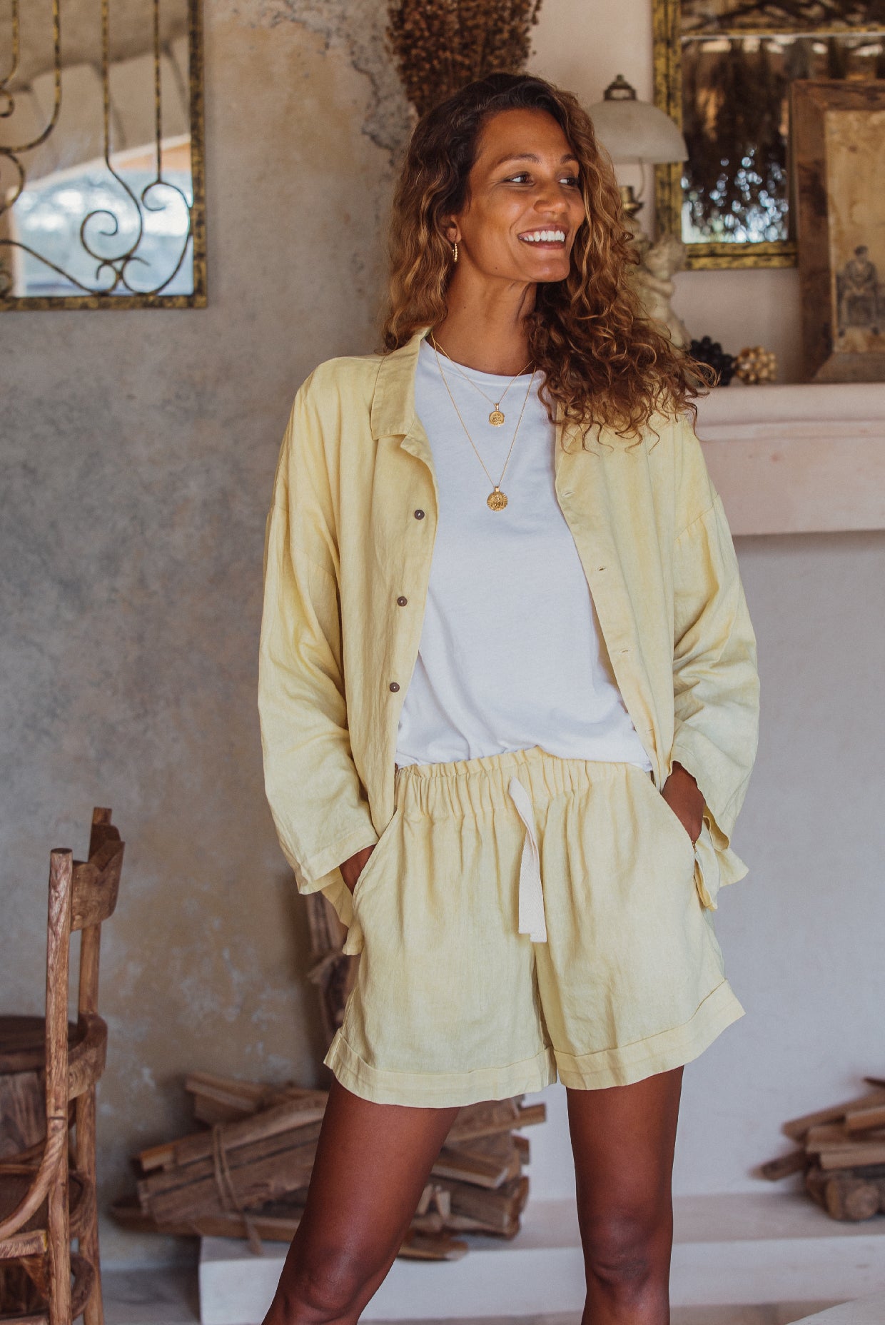 Plant Dyed SHANDY Linen SHIRT - Lemon