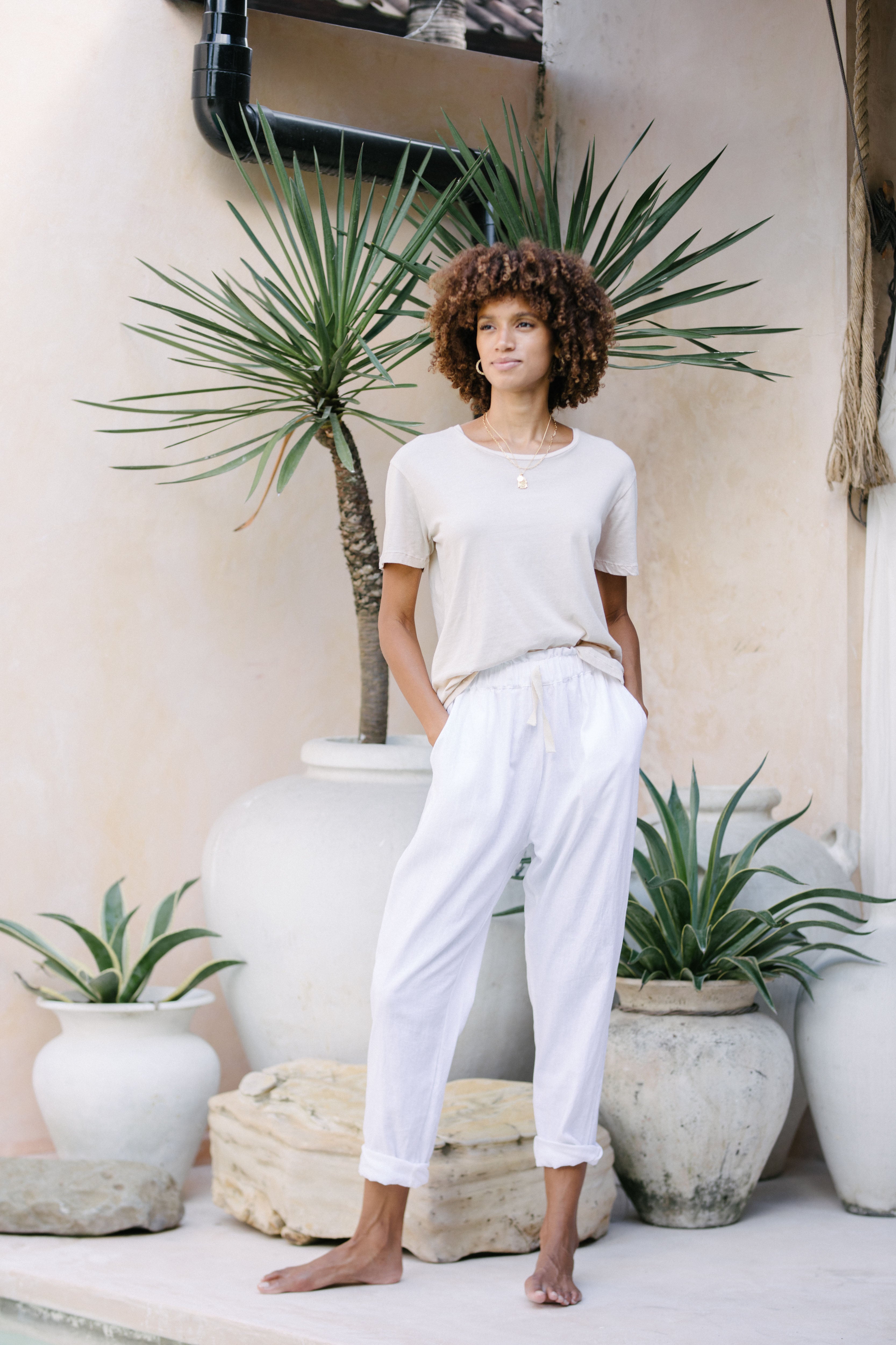 Luna & Rose Linen FRANKIE PANTS - Coconut White