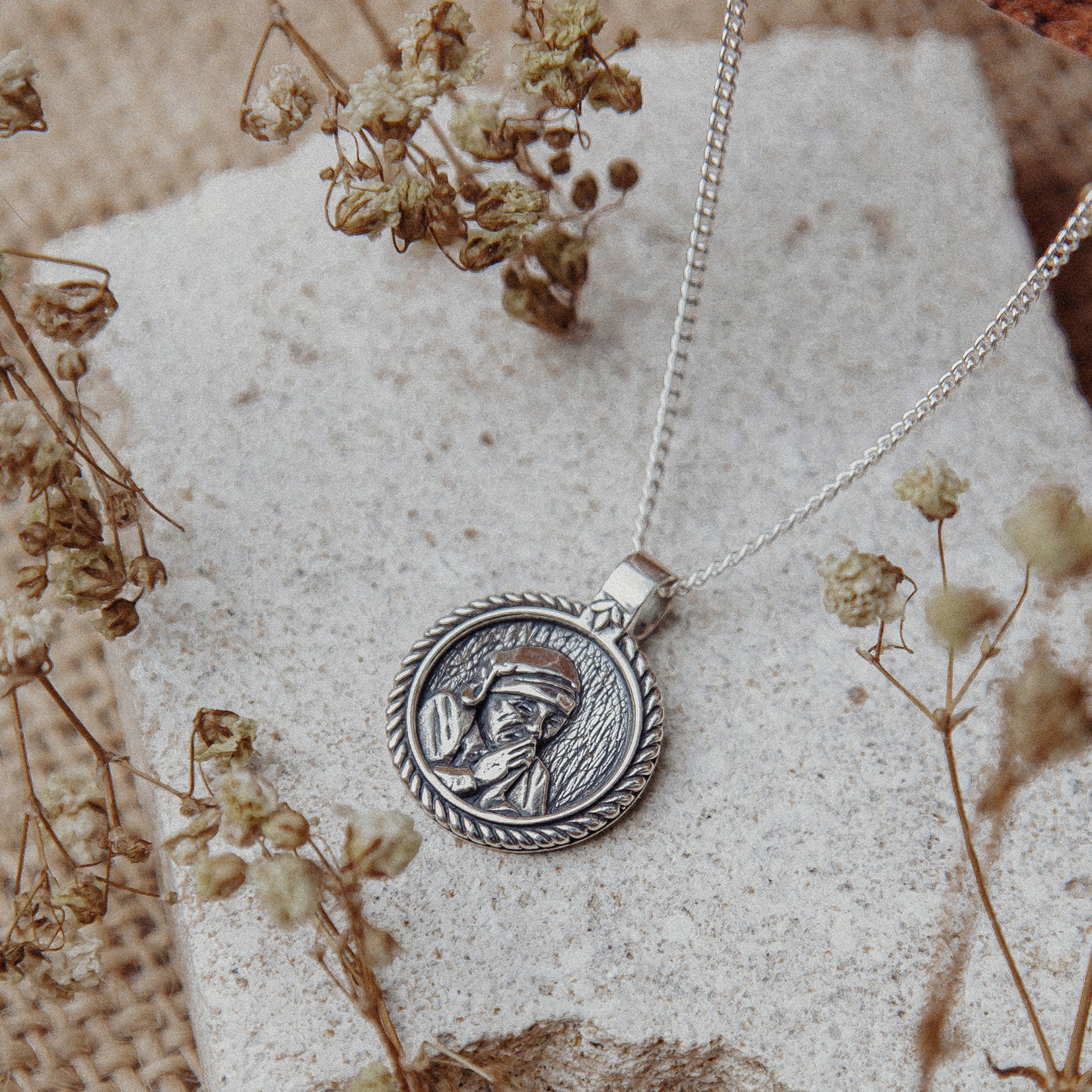 Silver Mother Teresa Necklace