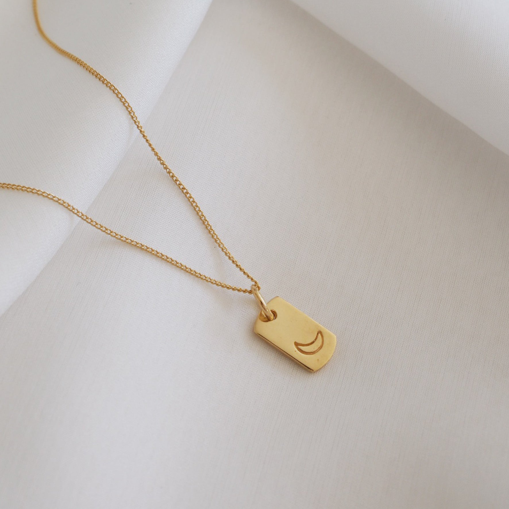 Mini Moon Rectangle Charm - Gold