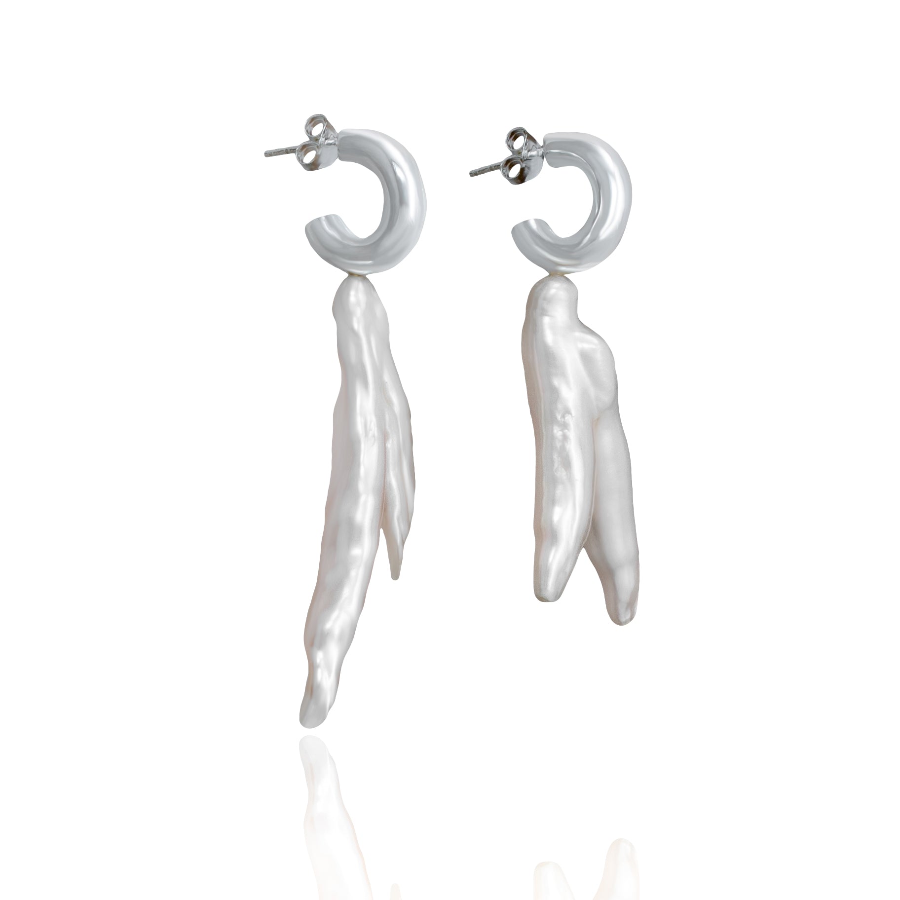 Irregular Split Pearl Earrings Luna Rose - Silver