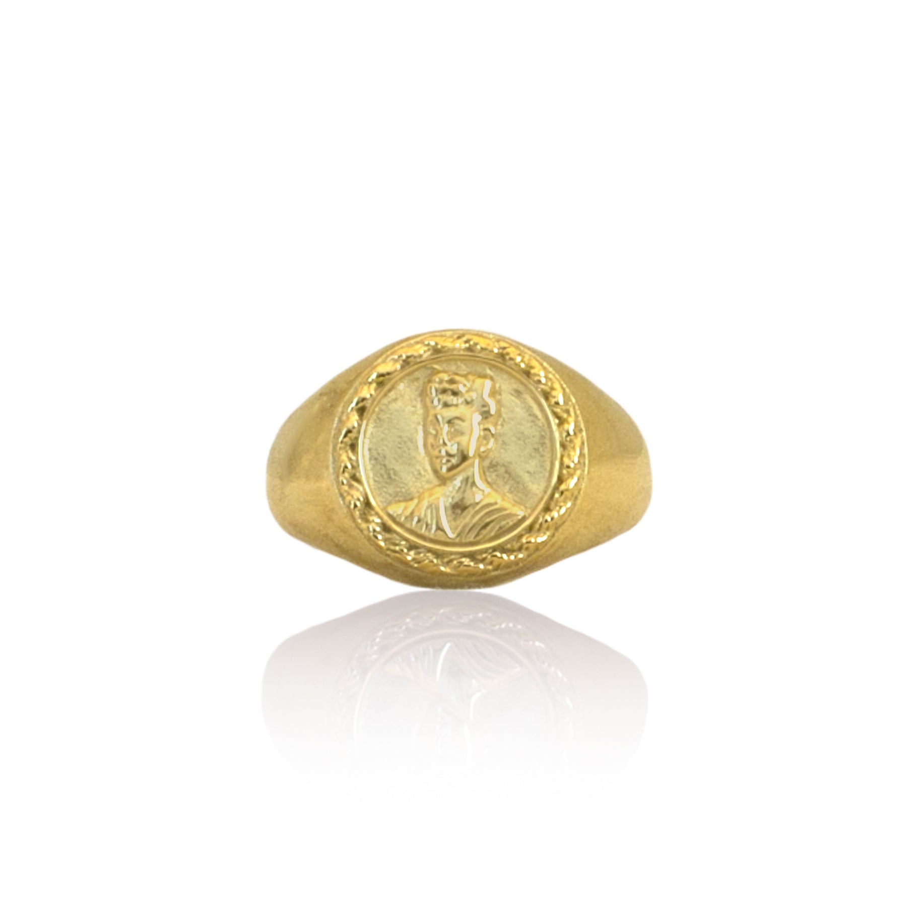 Frida 18kt Gold Frida Kahlo Signet Ring from Luna and Rose Jewellery made in Bali