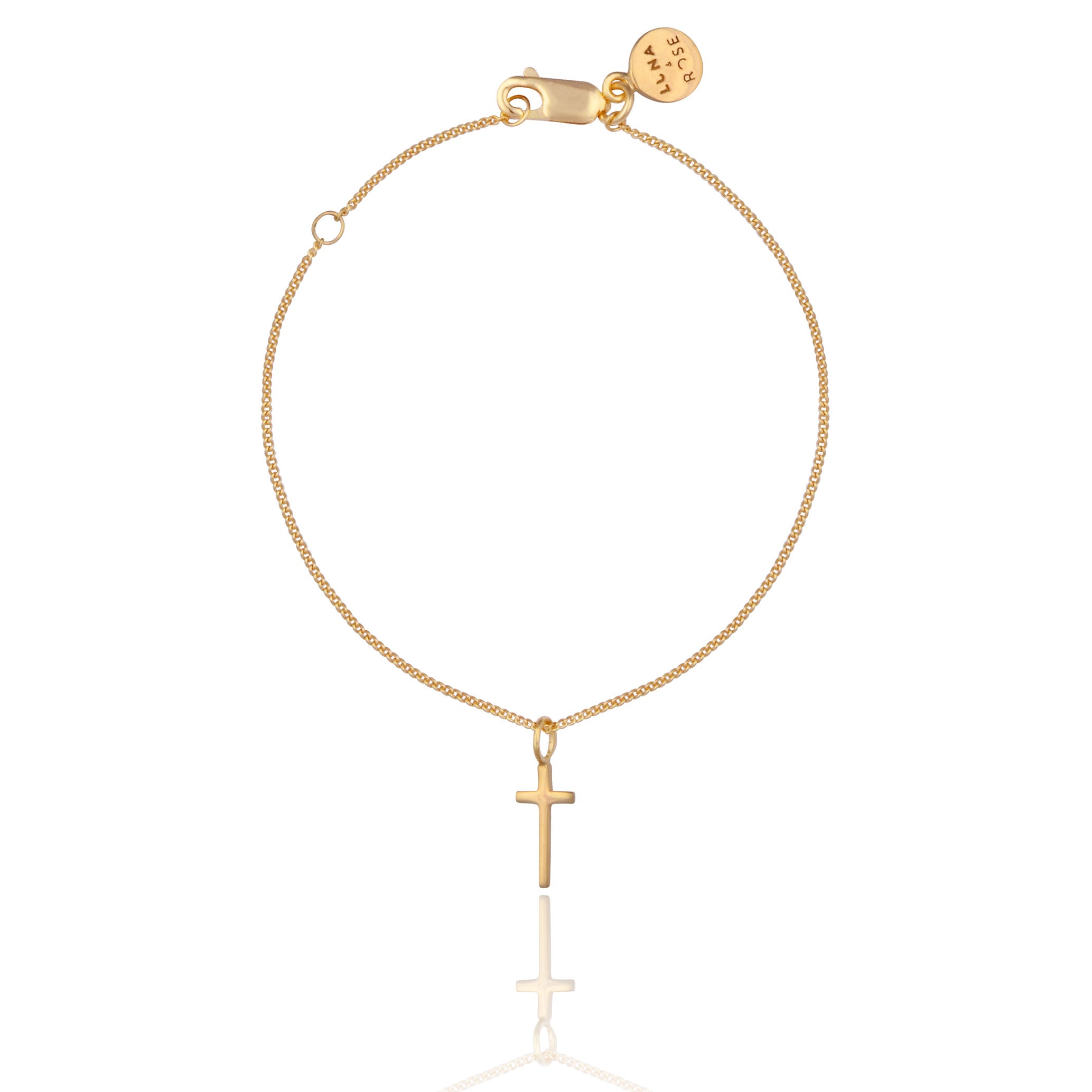 Mini Madonna Cross Charm Bracelet - Gold