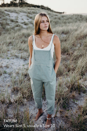 Organic Plant Dyed Sage Linen Overalls Size 2xl on Seb