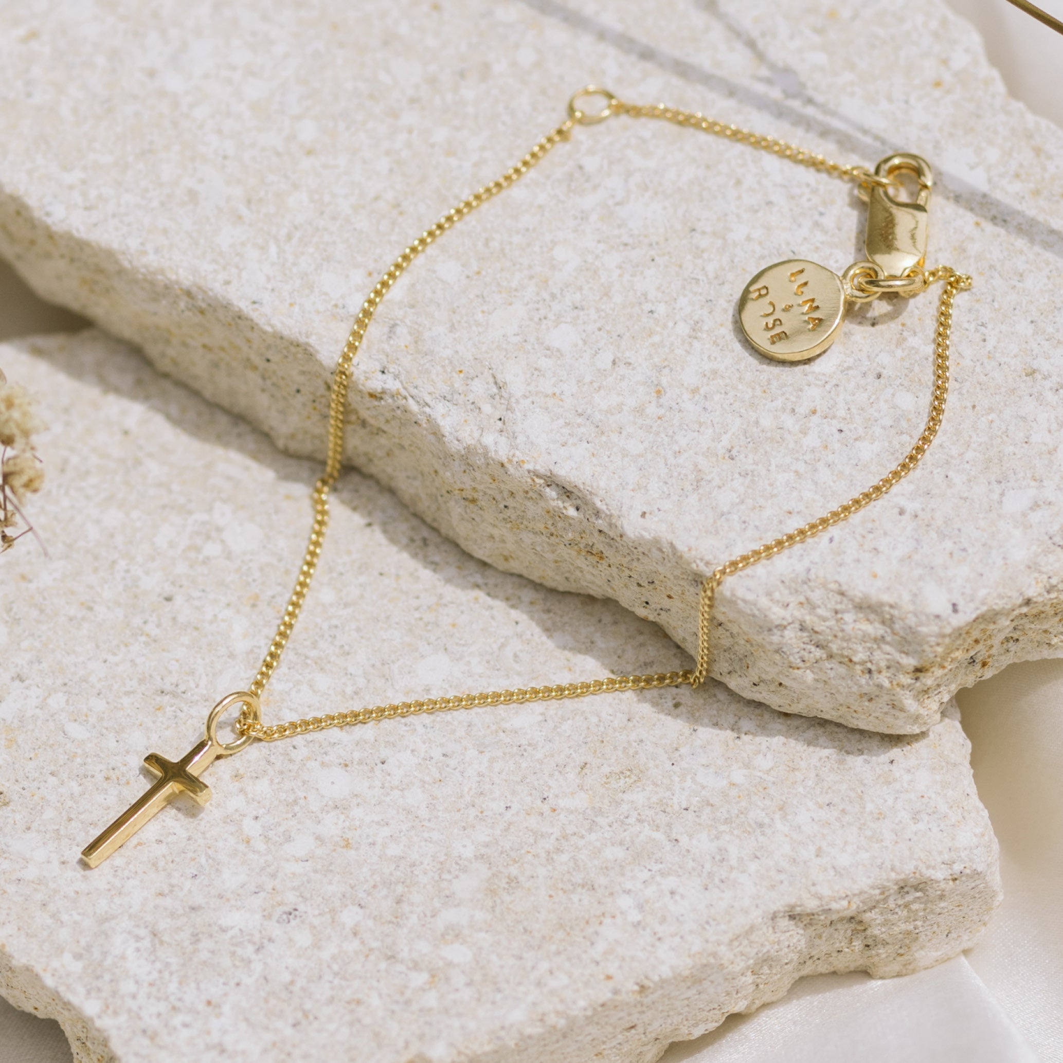 Mini Madonna Cross Charm Bracelet - Gold