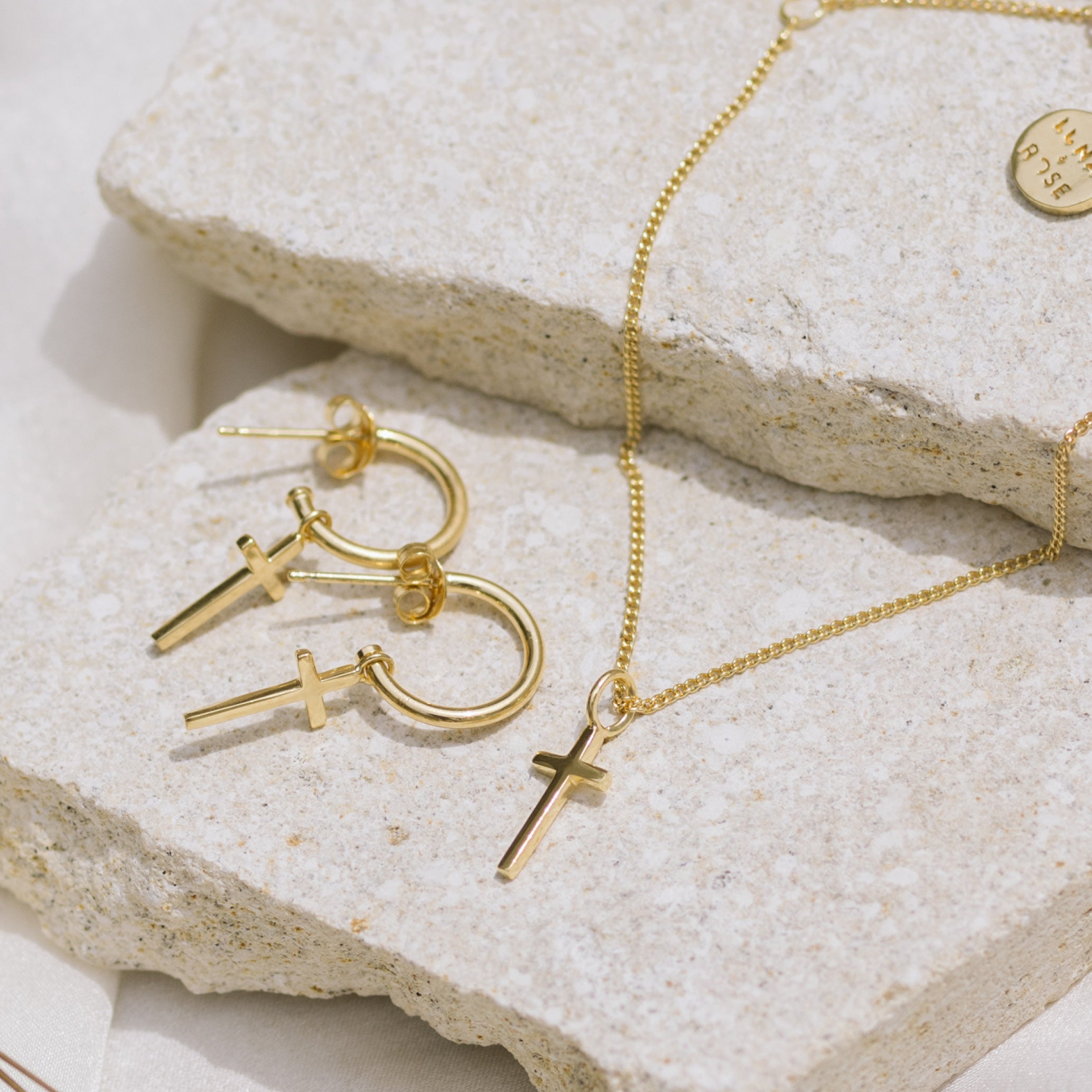 Mini Madonna Cross Charm Bracelet - Gold