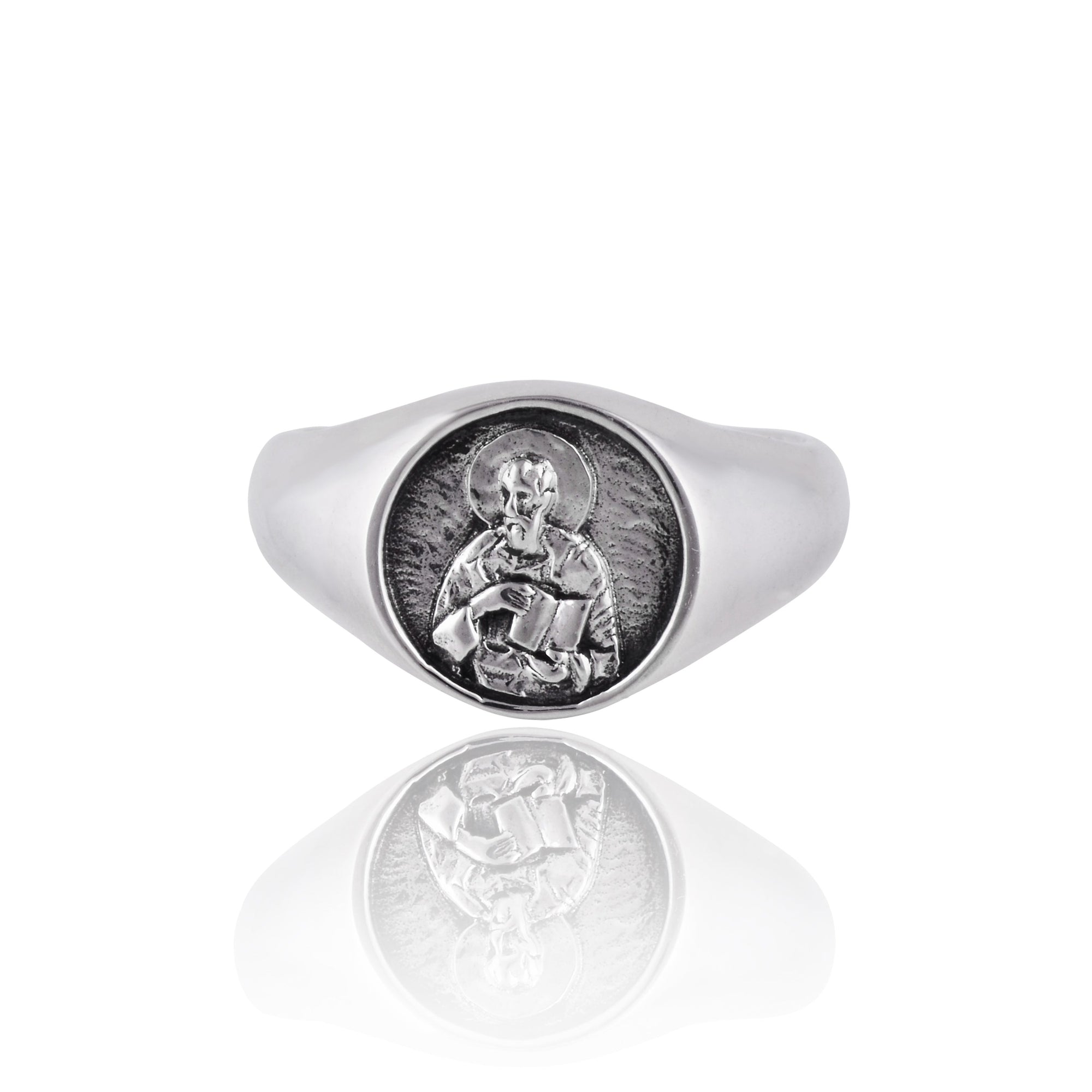 St John Patron Saint of Friendships & Love Signet Ring - Silver