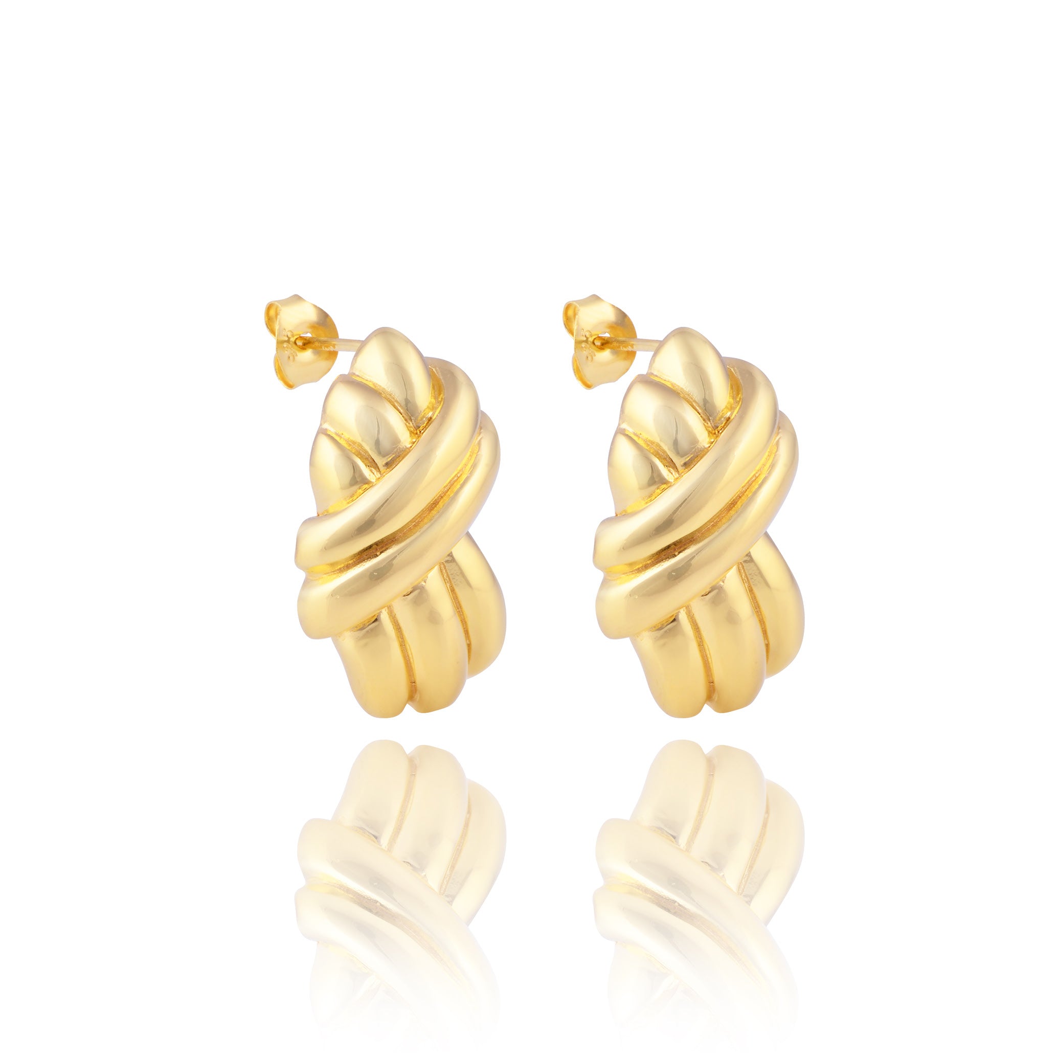 Tina Turner Plaited Earrings - Gold
