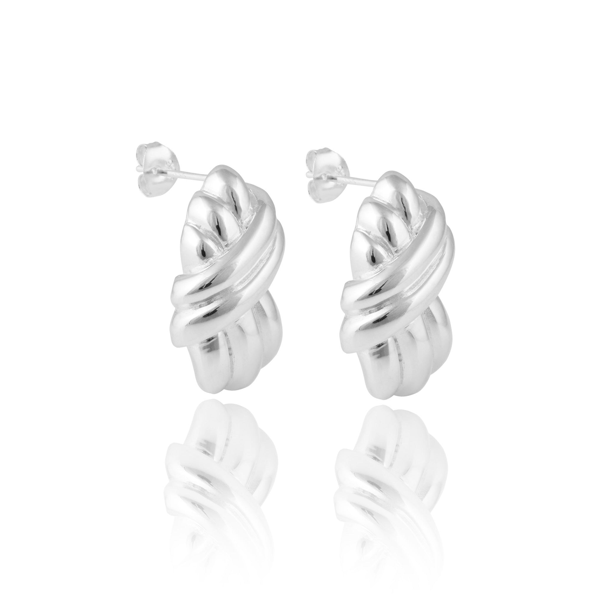 Tina Turner Plaited Earrings - Silver