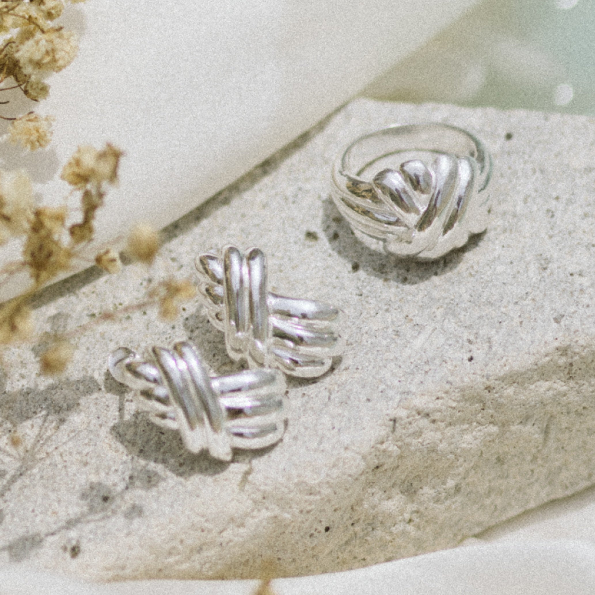 Tina Turner Plaited Earrings - Silver