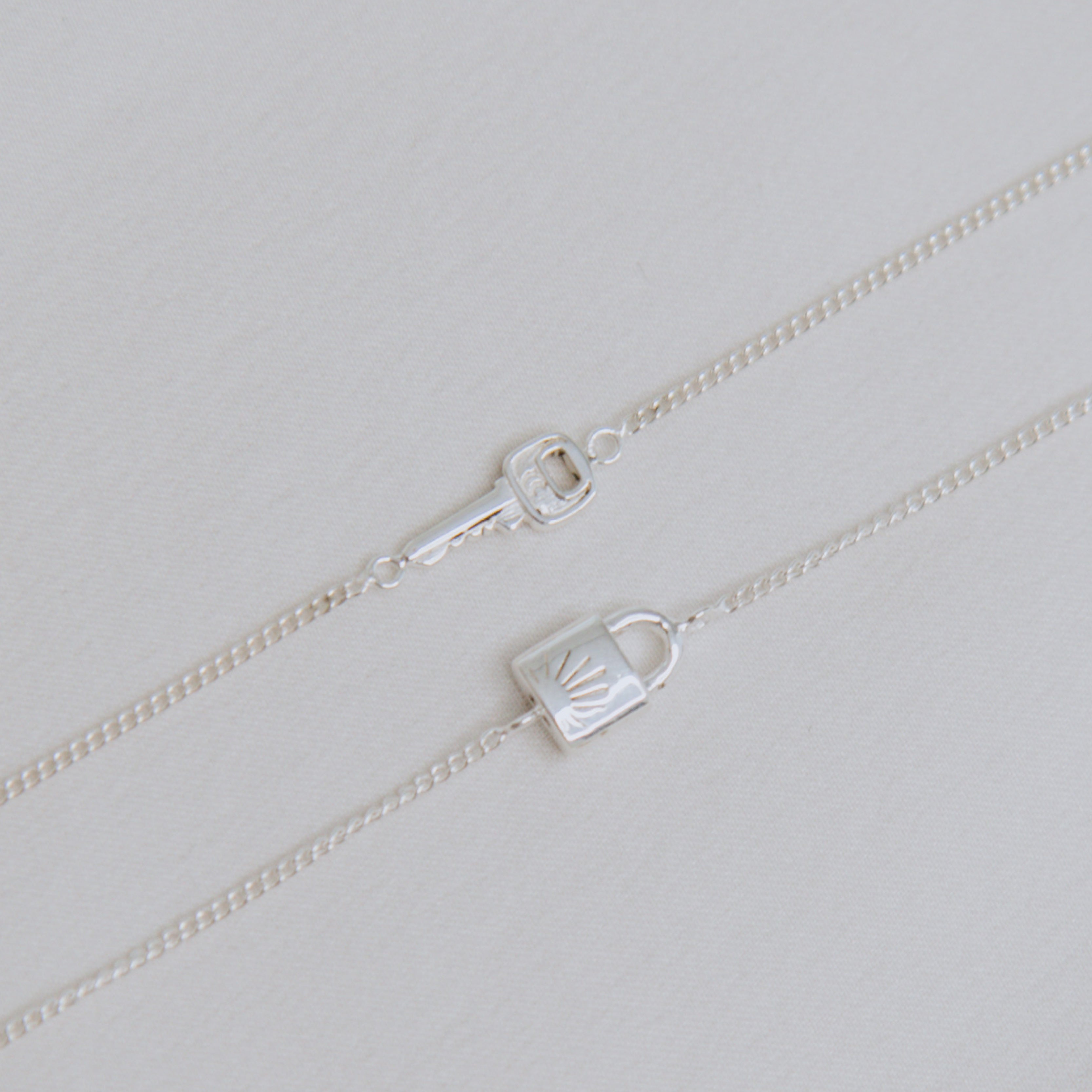 Lock & Key BFF Necklace SET - Silver