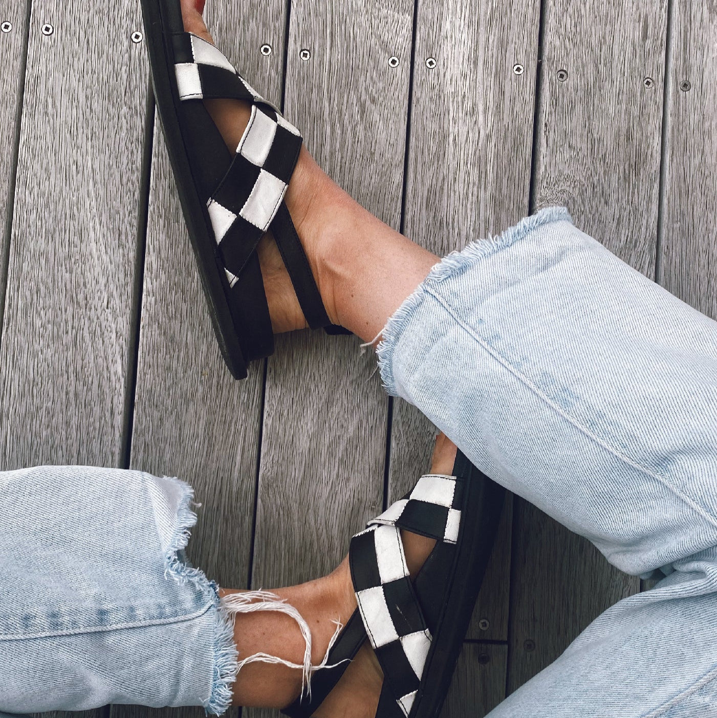 Luna & Rose Coco Slide - Black & White Check