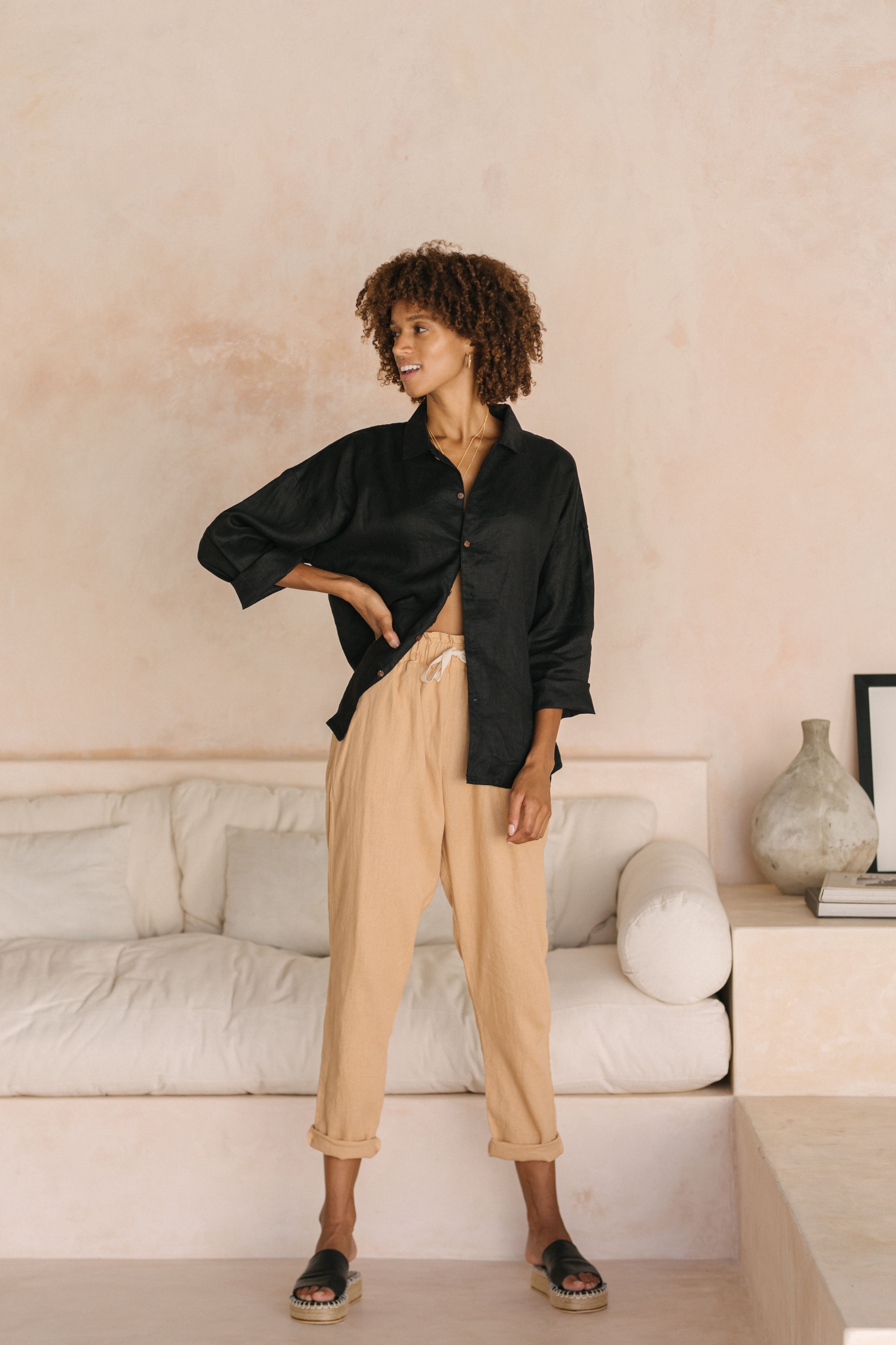 Luna & Rose Linen FRANKIE PANTS - Cinnamon