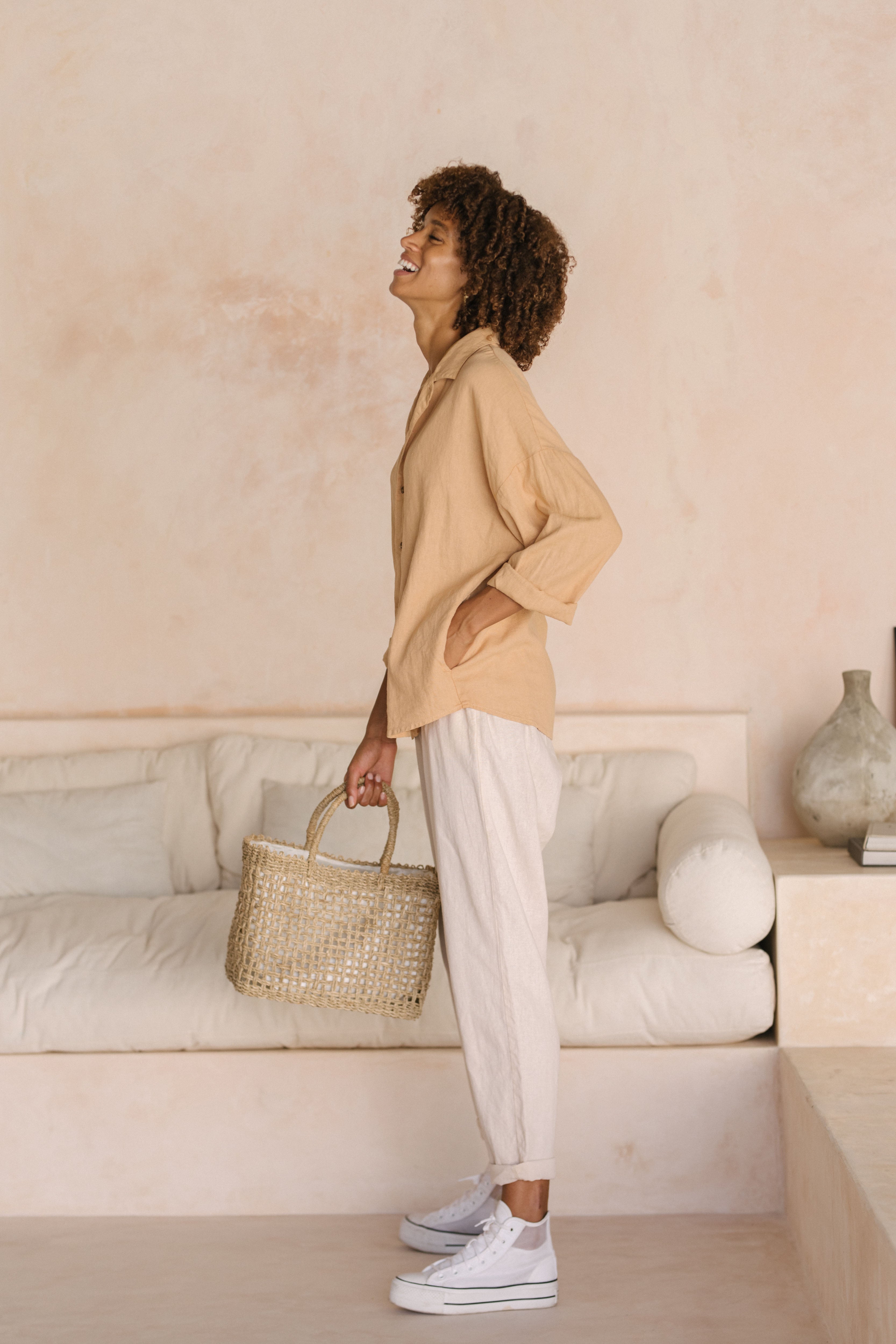 Luna & Rose Linen FRANKIE PANTS - Macadamia