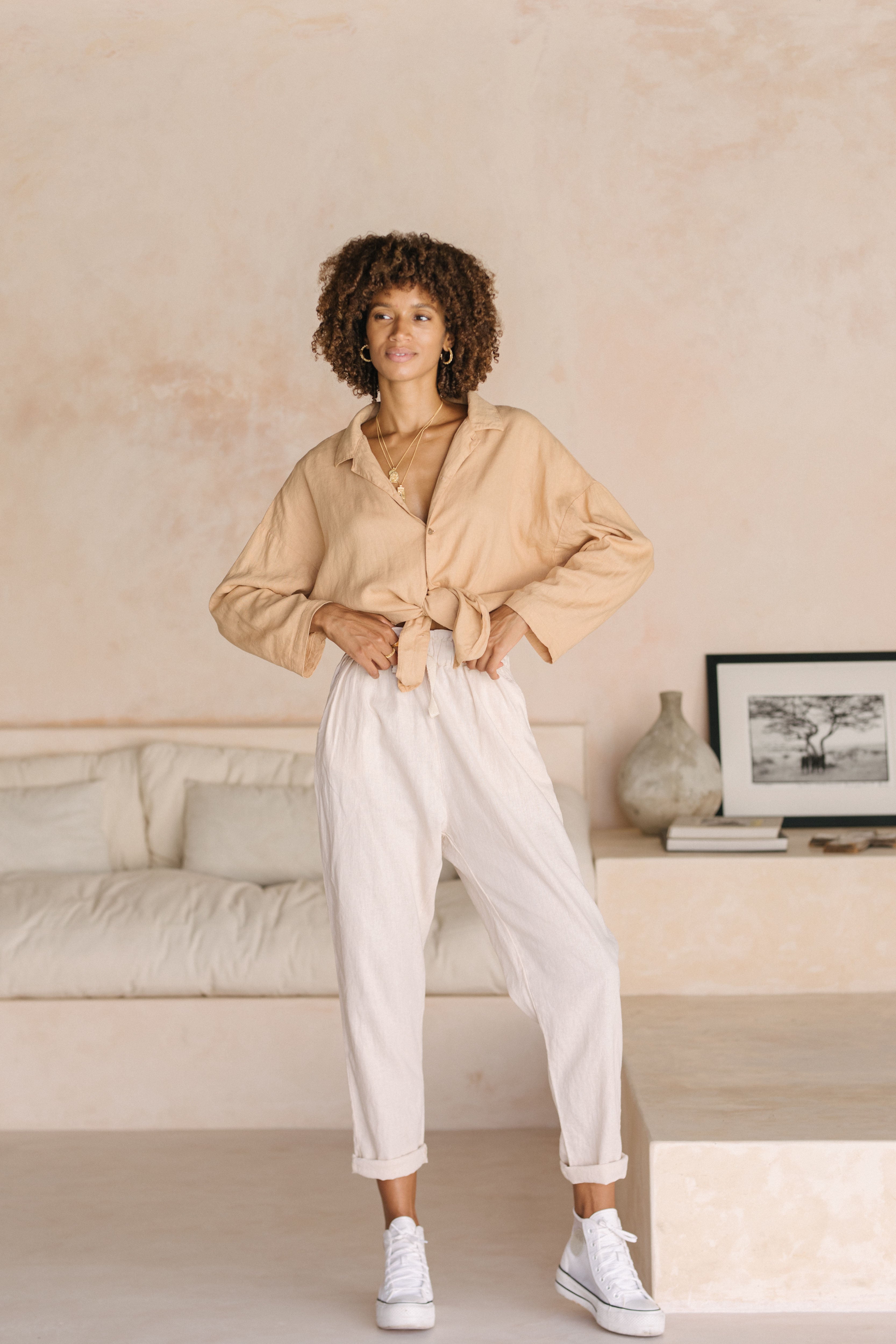 Luna & Rose Linen FRANKIE PANTS - Macadamia