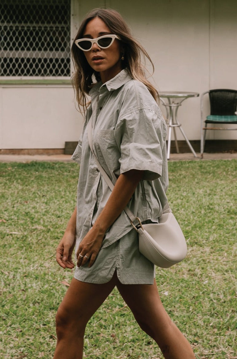 Organic Cotton Plant Dyed Shirt & Short Sets in Sage Green