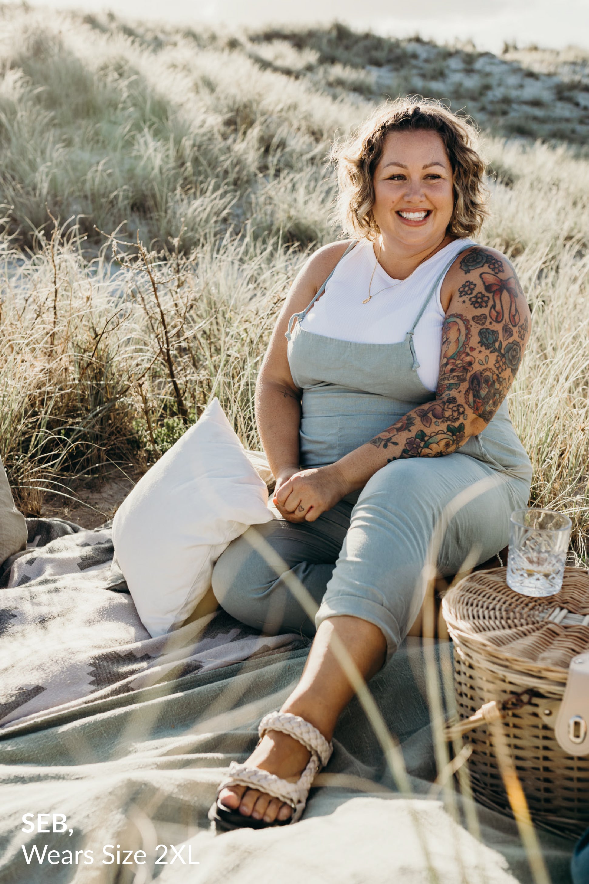 Organic Plant Dyed Sage Linen Overalls Size 2xl on Seb